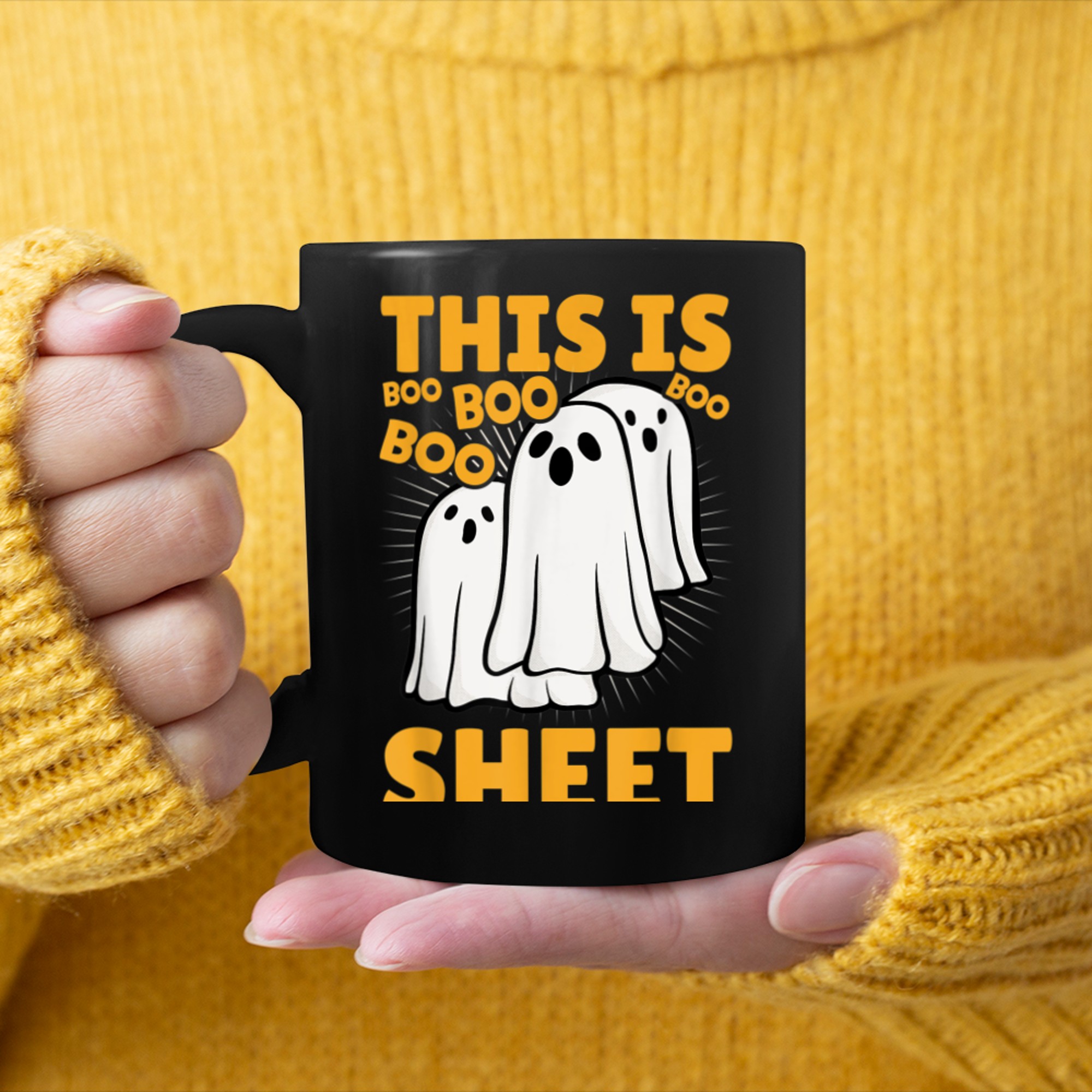 This is Boo Sheet Halloween mug black