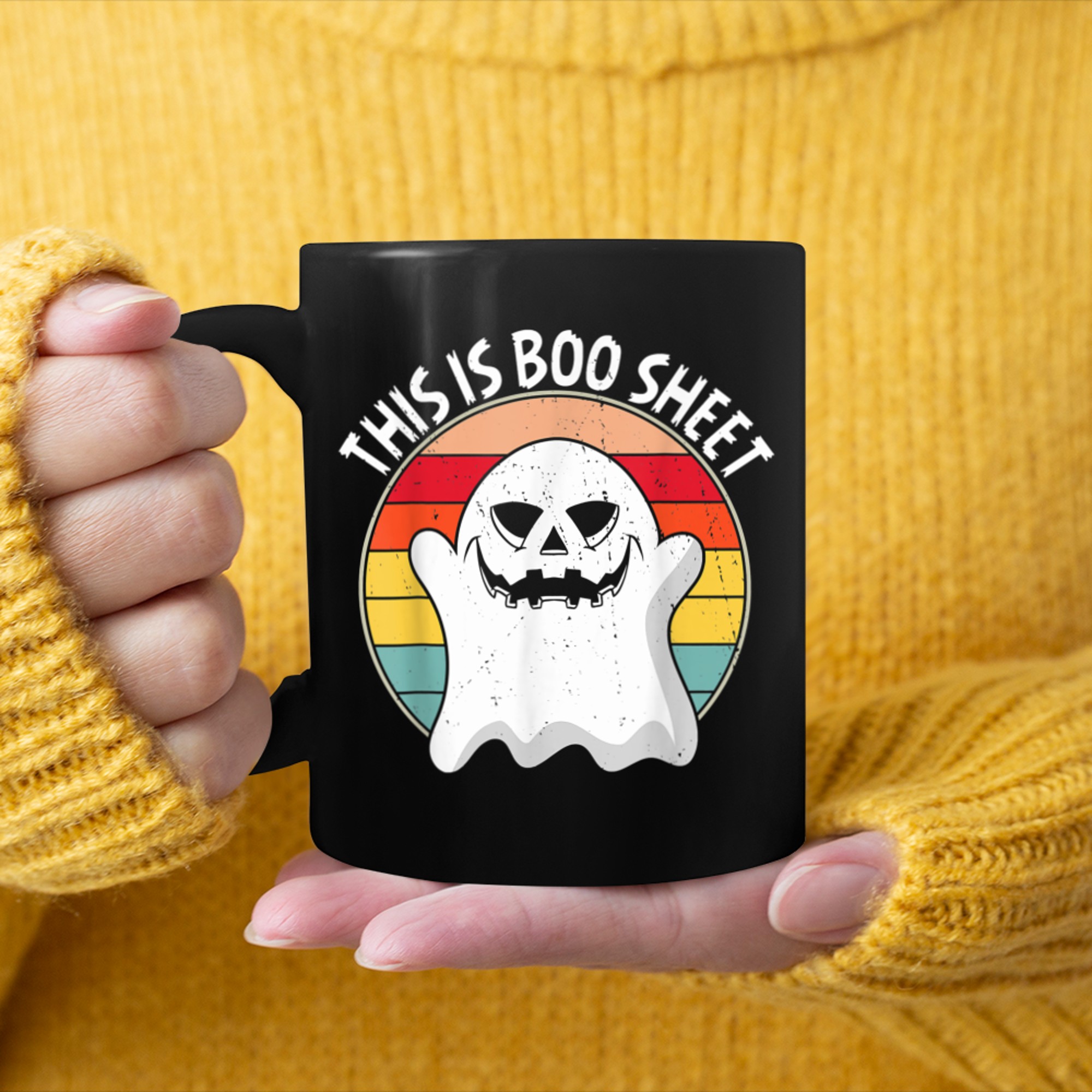 This Is Boo Sheet Happy Funny Halloween Costume (1) mug black