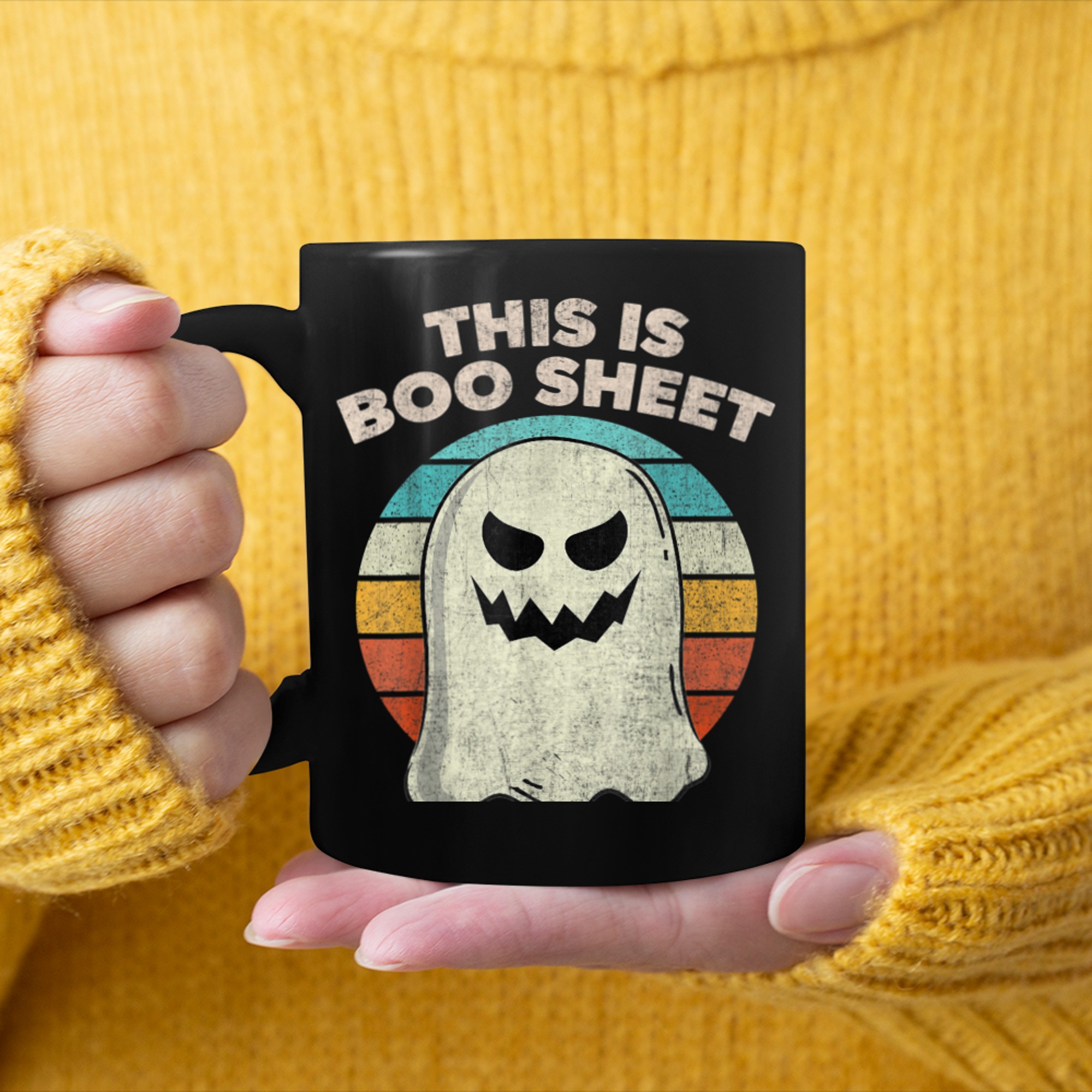 This Is Boo Sheet Happy Funny Halloween Costume mug black