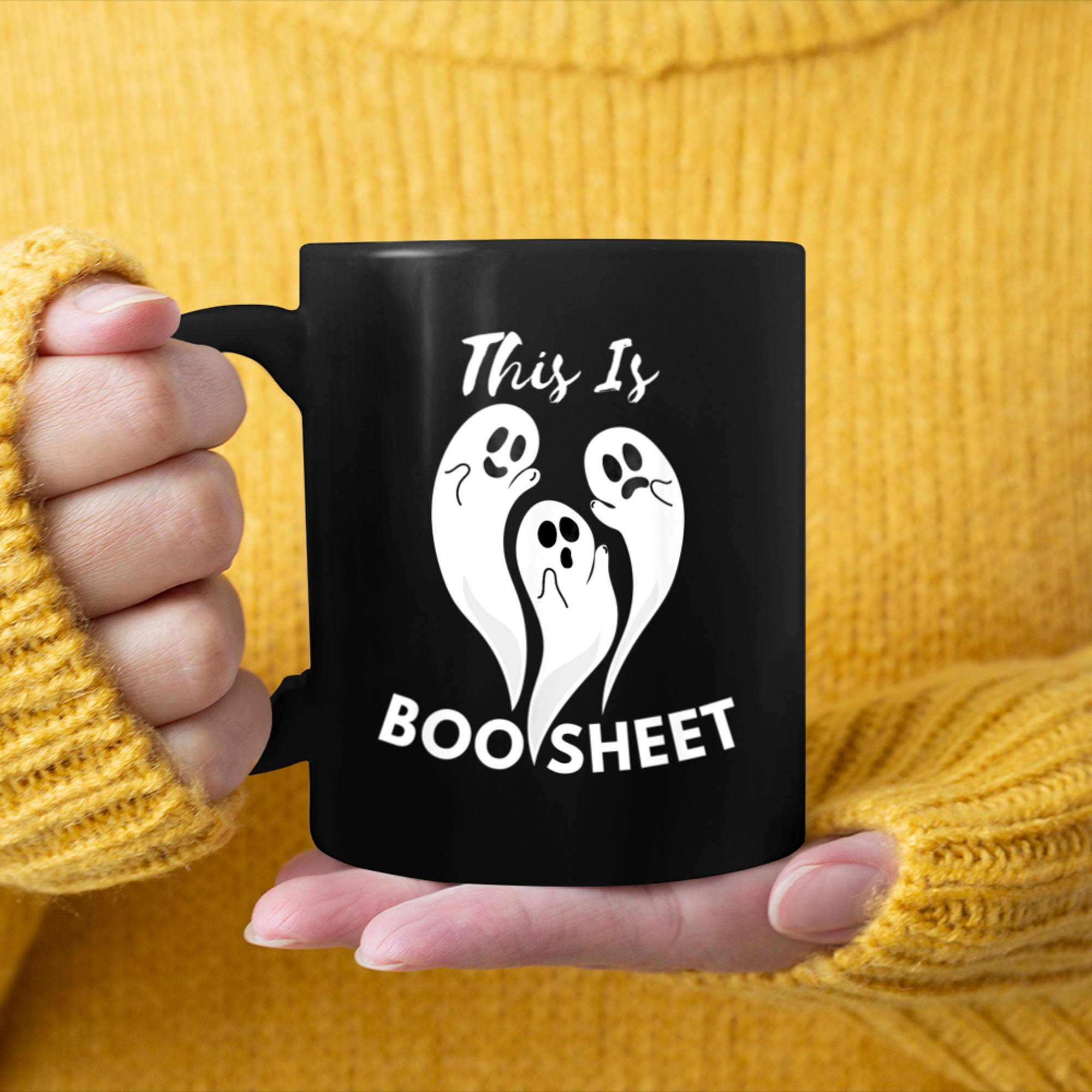 This Is Boo Sheet Retro Halloween Ghost Costume mug black