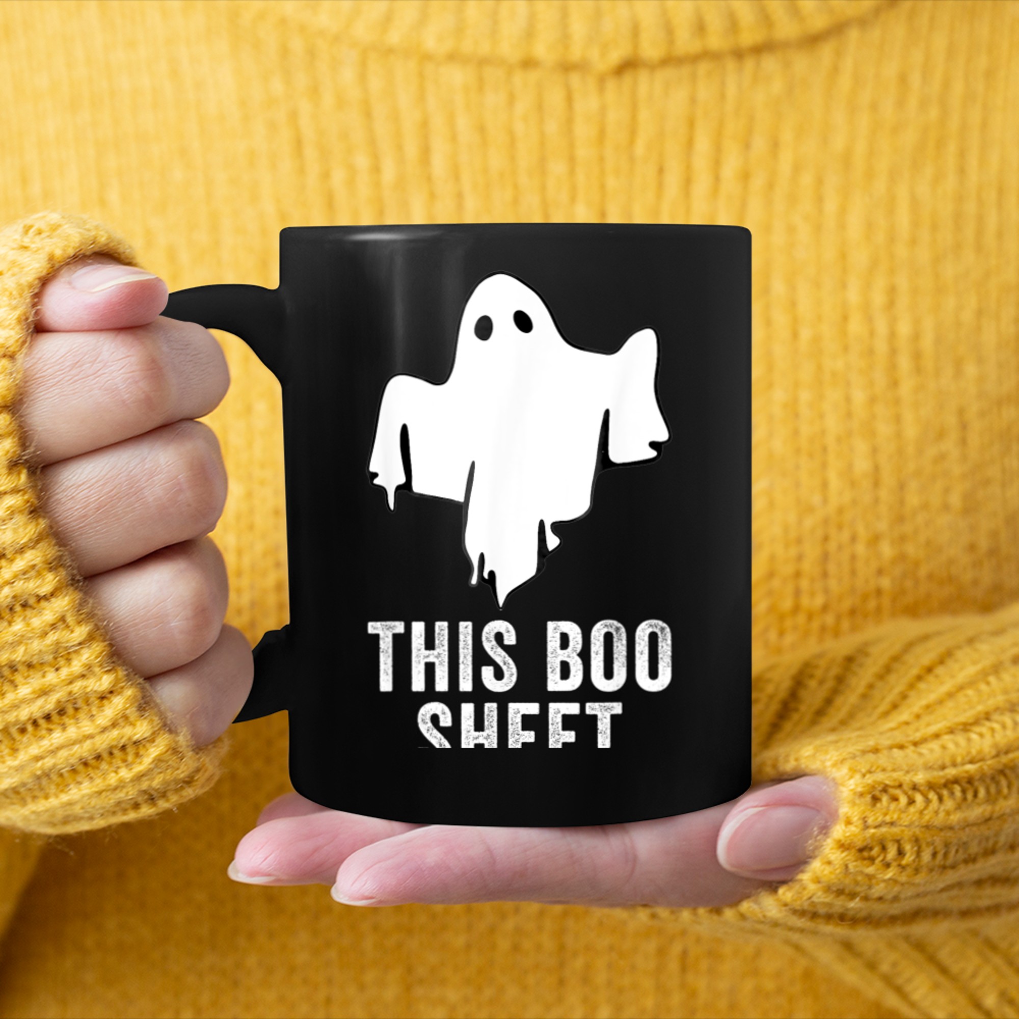 This is Boo Sheet Scary Dark Creepy Emo Punk Horror Gothic (1) mug black