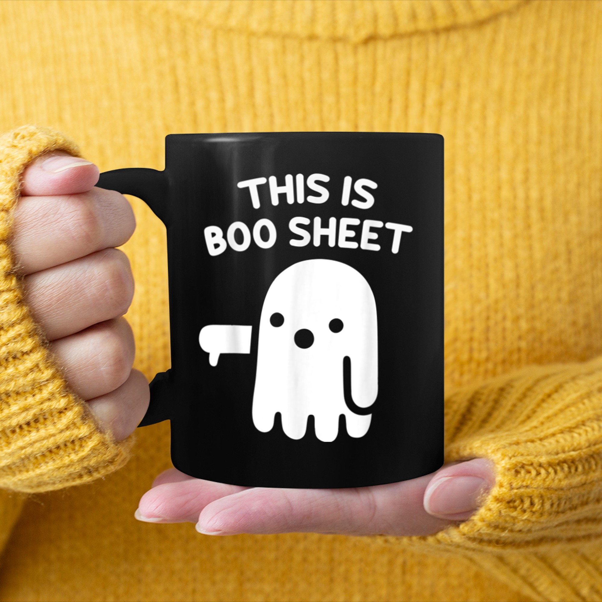 This Is Boo Sheet Shirts Funny Ghost Rero Halloween Costume mug black