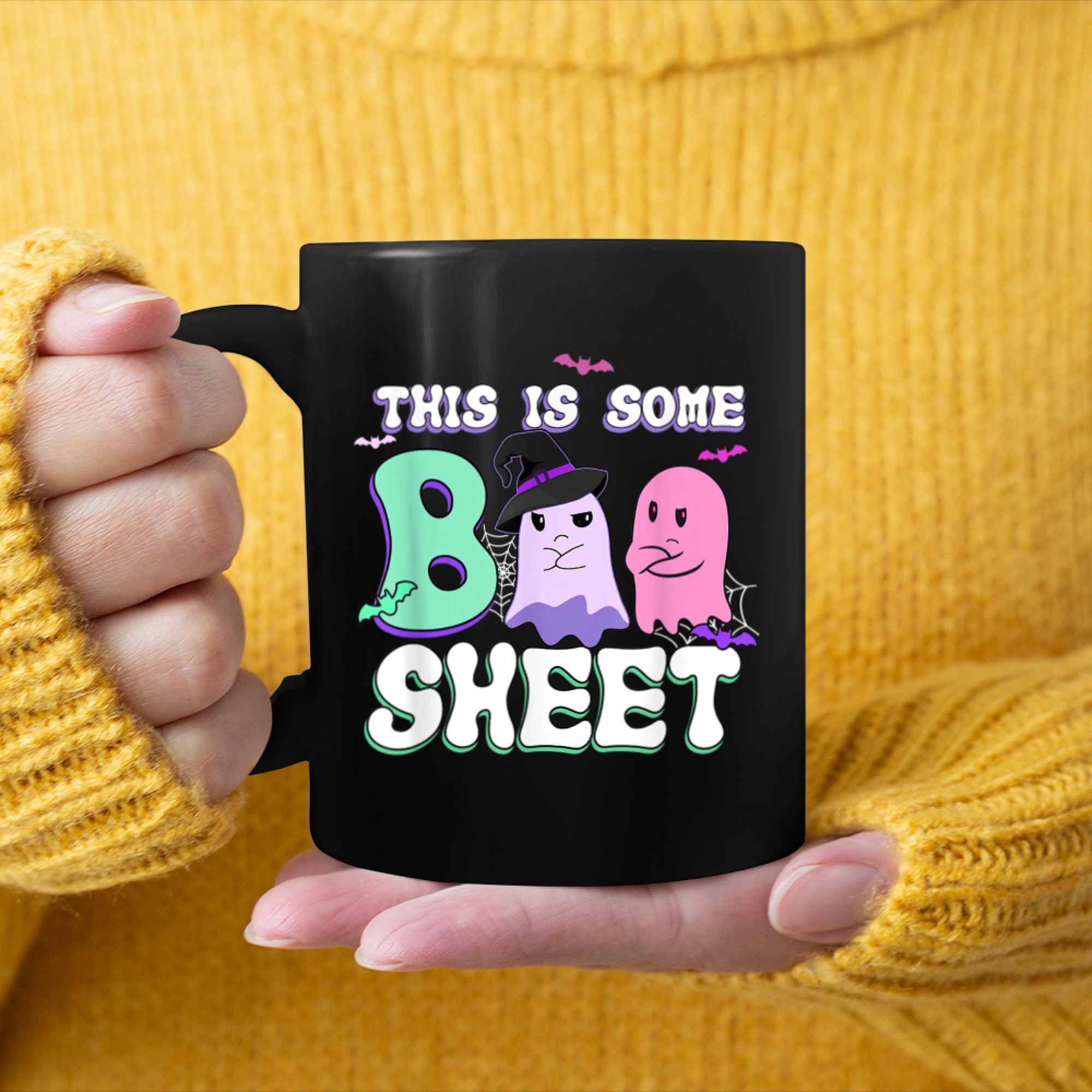 This Is Some Boo Sheet Funny Ghost Halloween Costume mug black