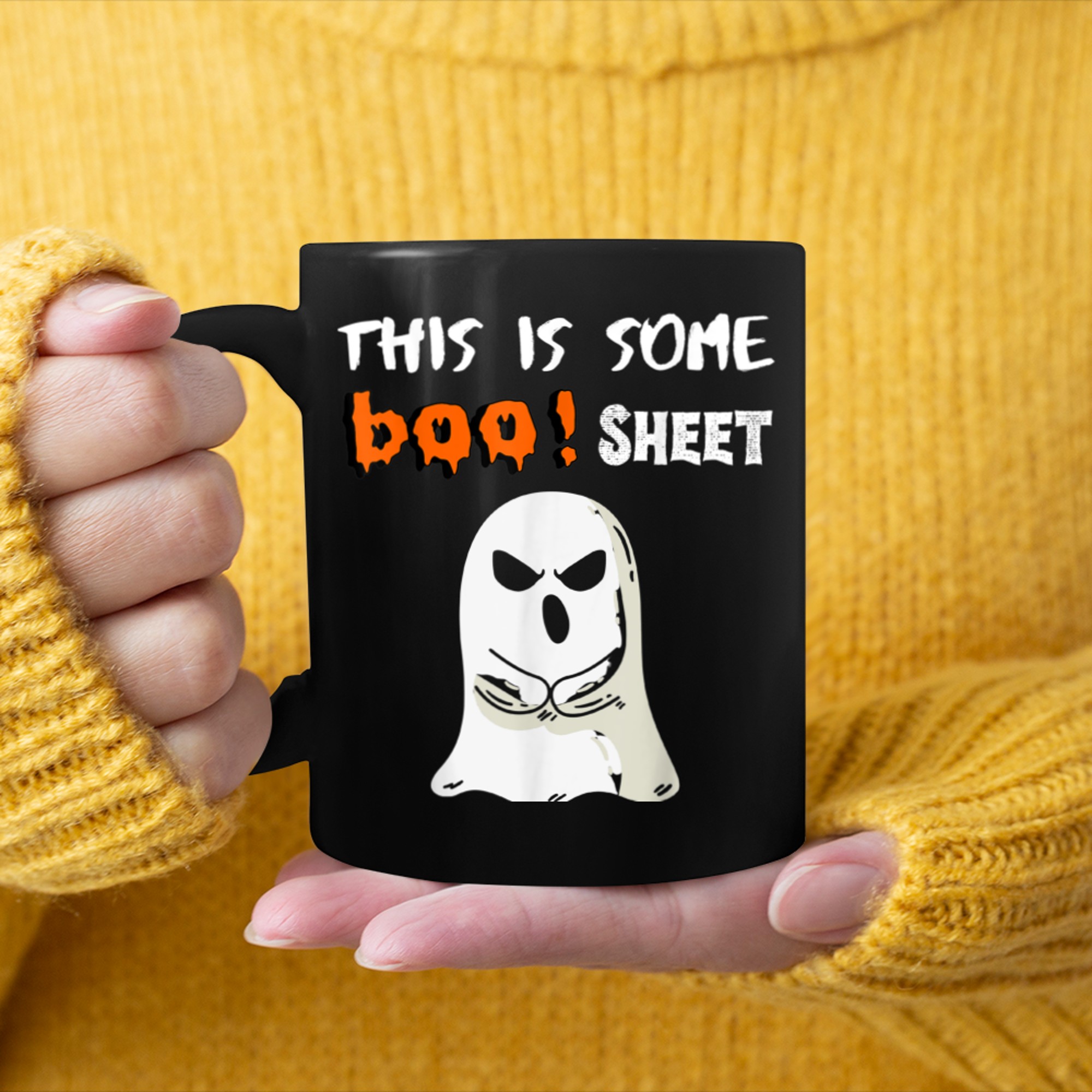 this is some boo sheet funny halloween mug black