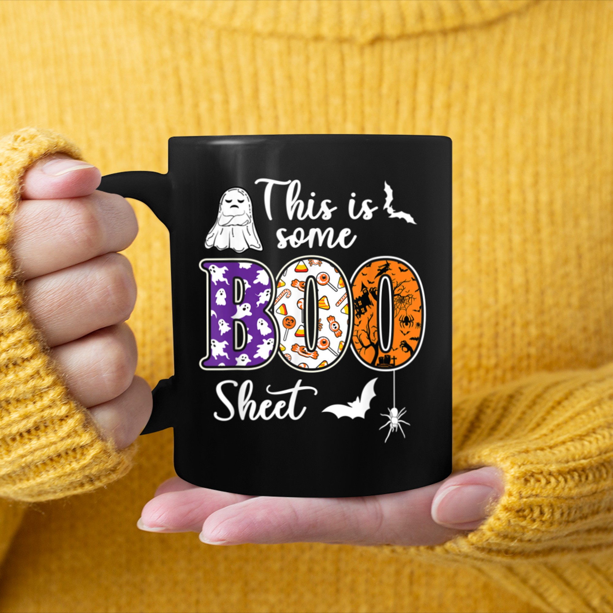 This Is Some Boo Sheet Ghost Funny Halloween Costume Spooky mug black