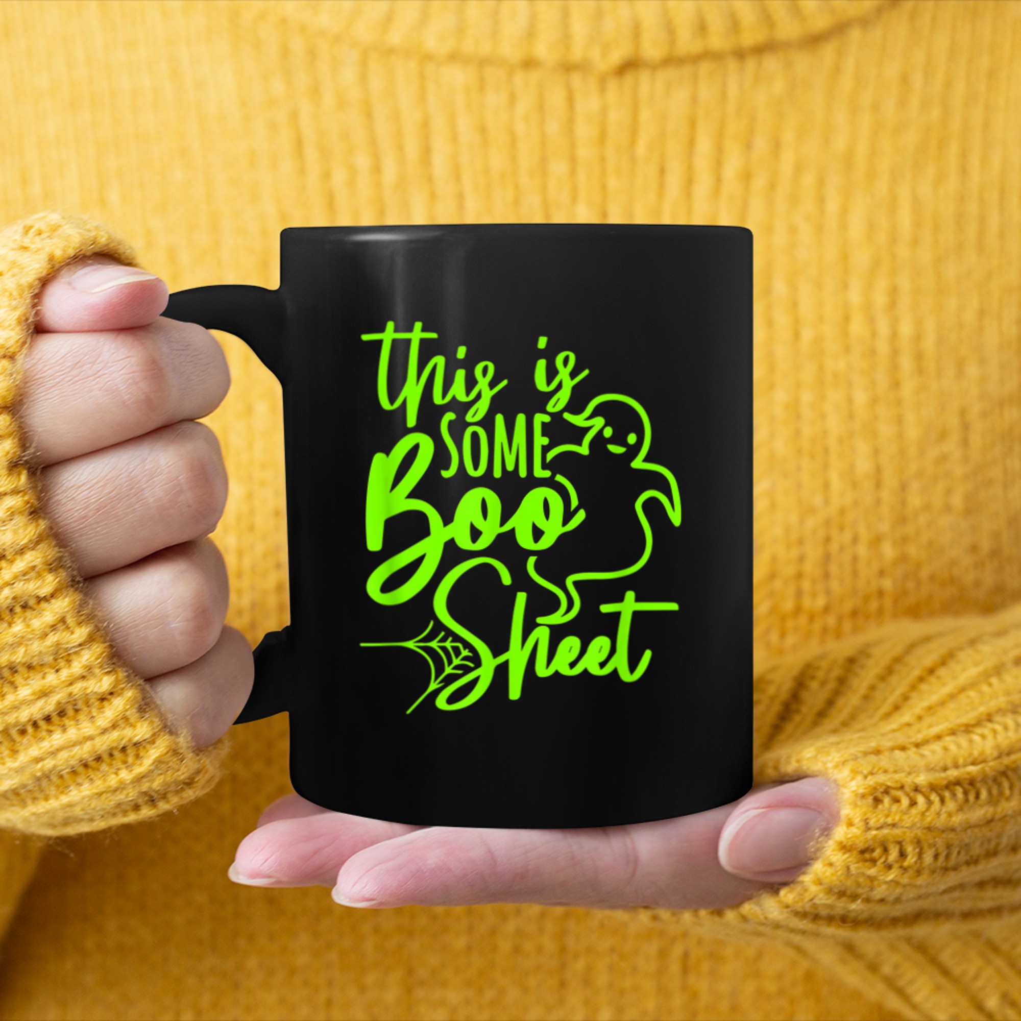 this is some boo sheet, Ghost Retro Halloween mug black