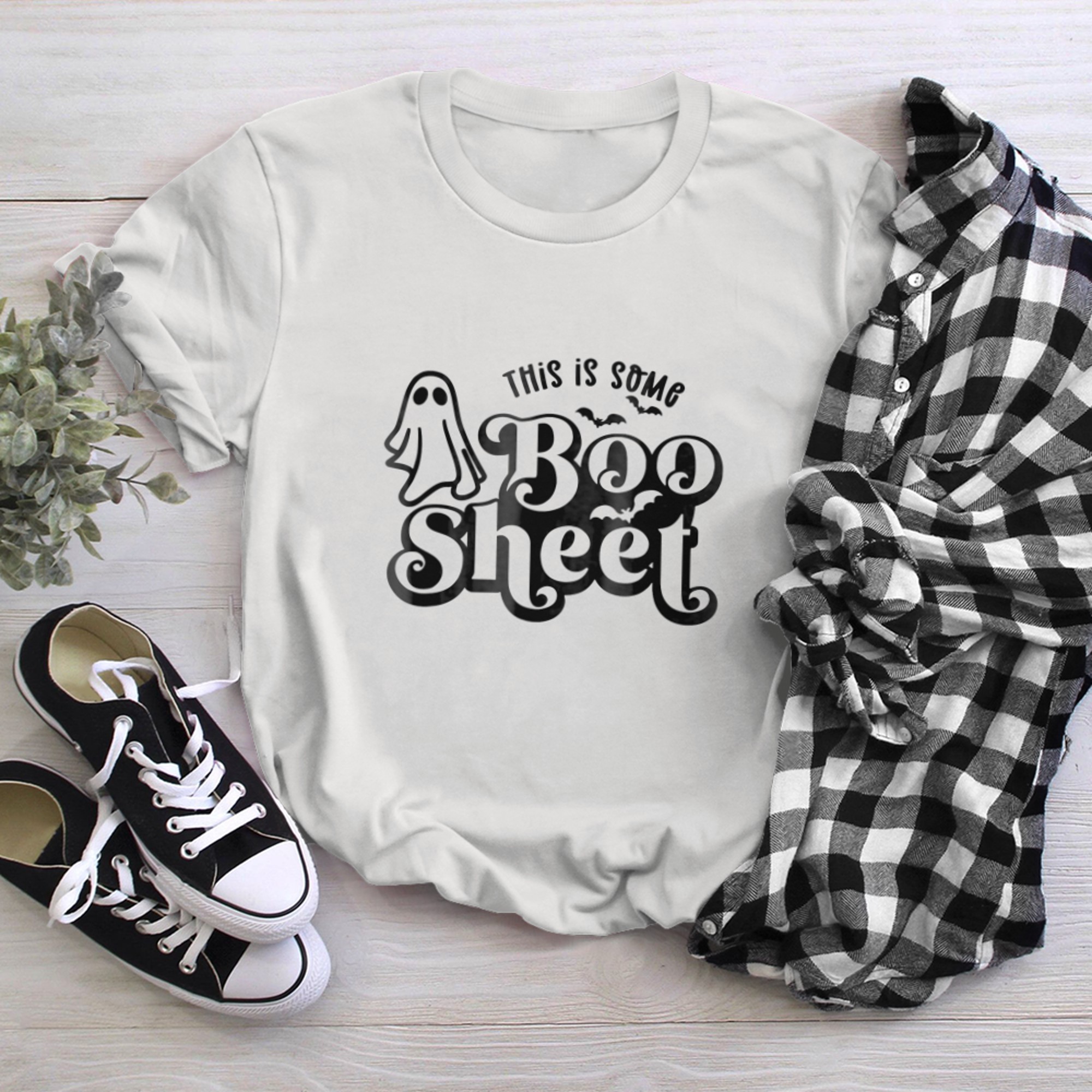 This Is Some Boo Sheet Shirt Funny Halloween Ghost Spooky (2) t-shirt white