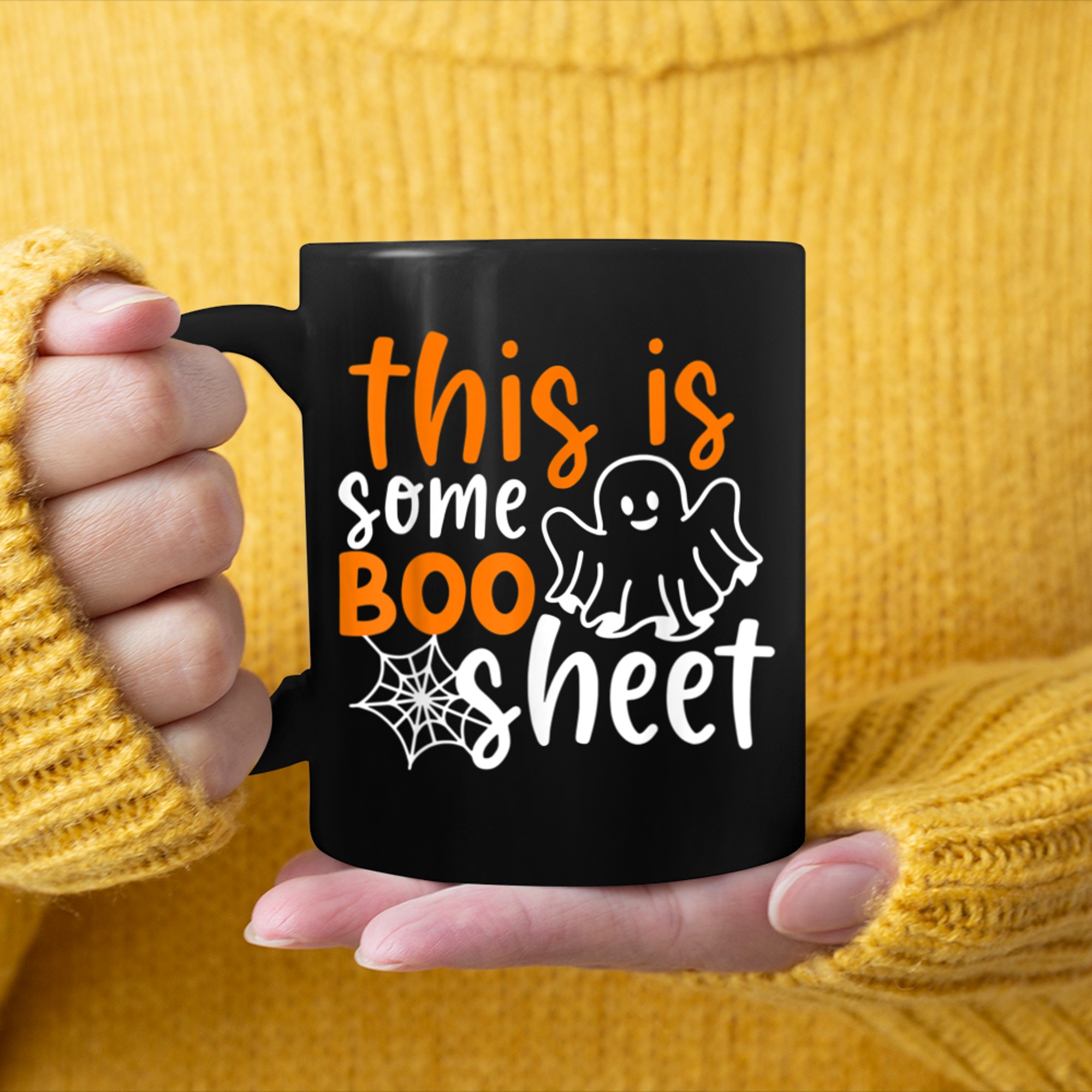 This Is Some Boo Sheet Shirt Funny Halloween Ghost Spooky (4) mug black