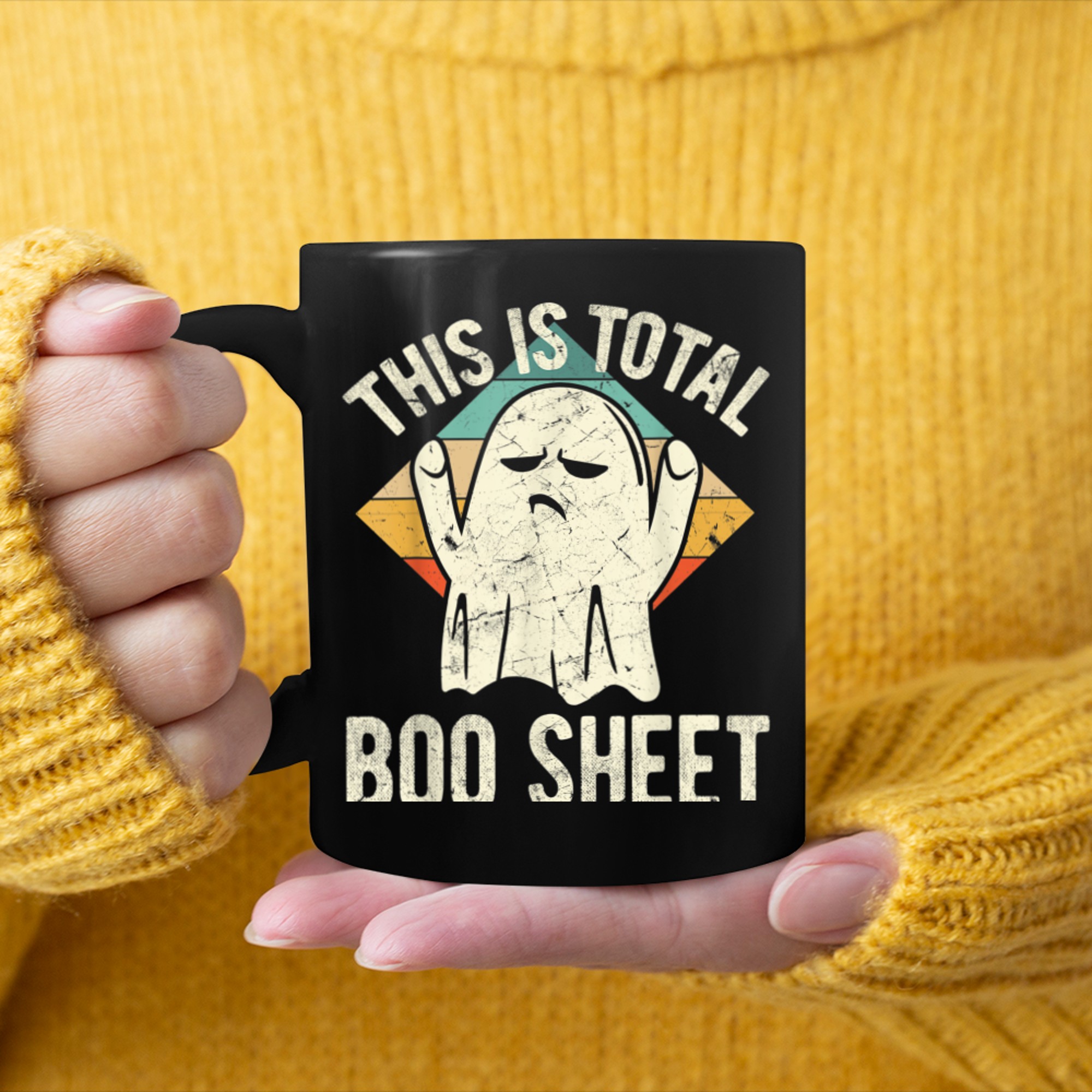 This Is Total Boo Sheet, Funny Novelty Halloween Ghost mug black