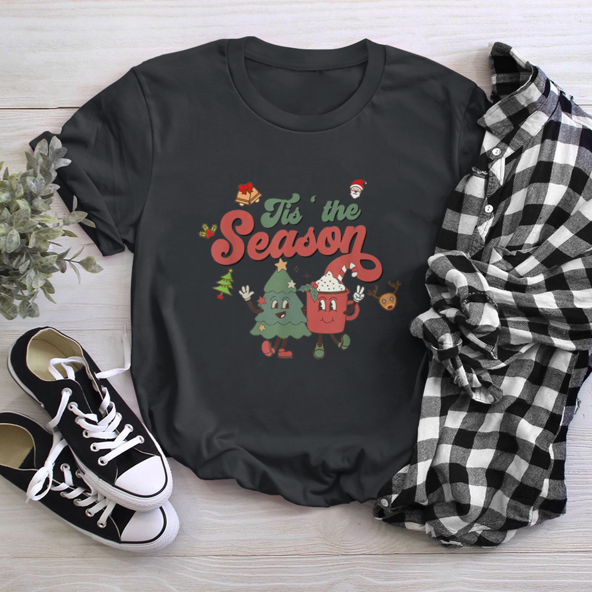 Tis The Season Christmas Tree And Hot Cocoa Merry Christmas (2) t-shirt black