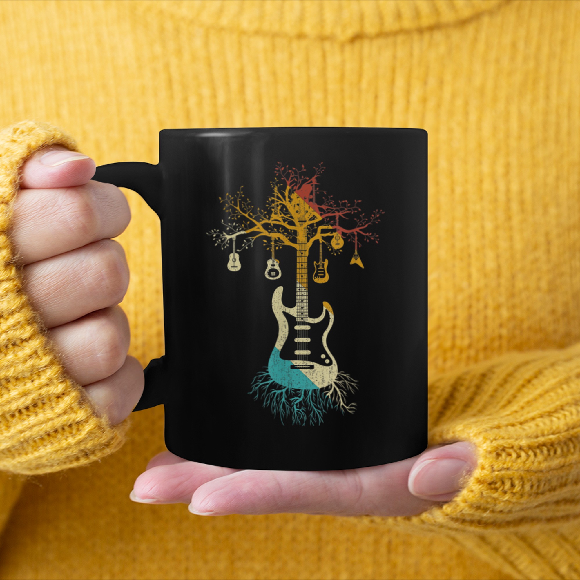 Acoustic Guitar Tree of Life Guitar Player Nature Guitarist (6) mug black