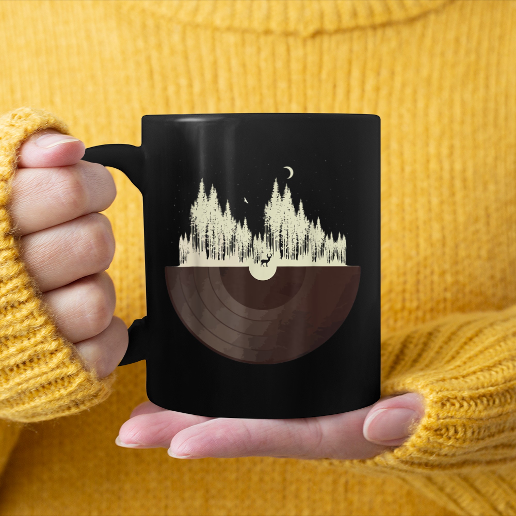 Acoustic Vinyl Disc tree of Life Nature mug black