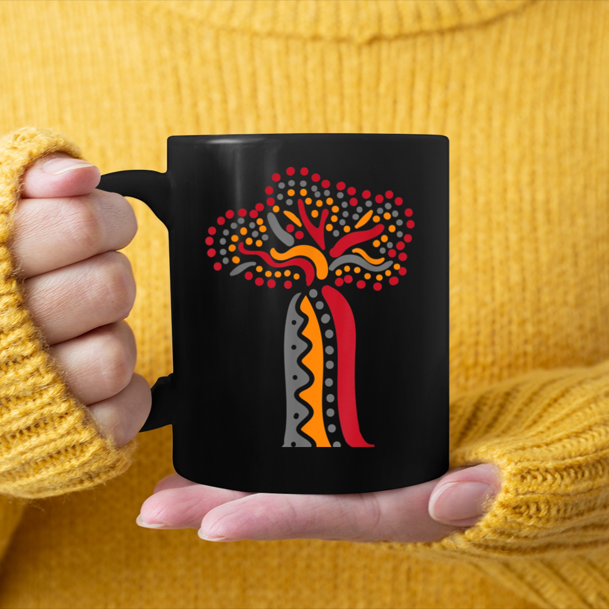 Astrology tree of life baobab Adansonia trees mug black