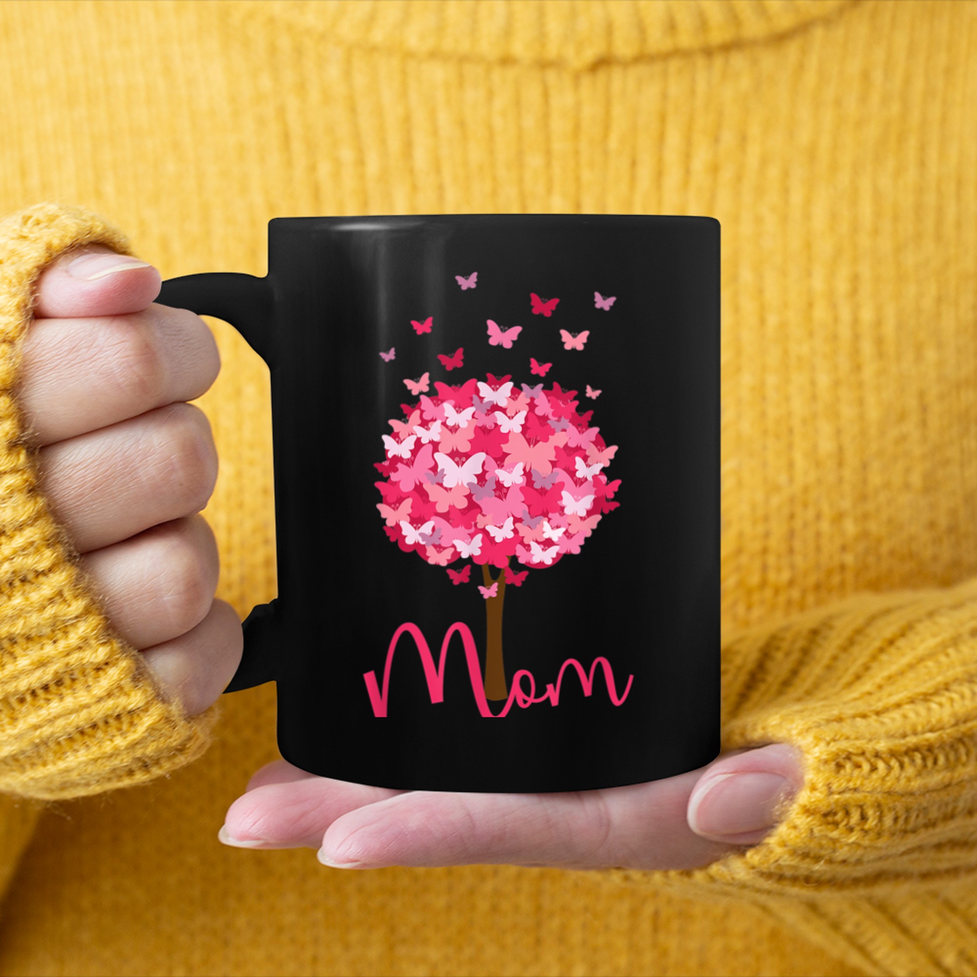 Beautiful Butterfly Tree Mom Tree of Life Butterflies mug black