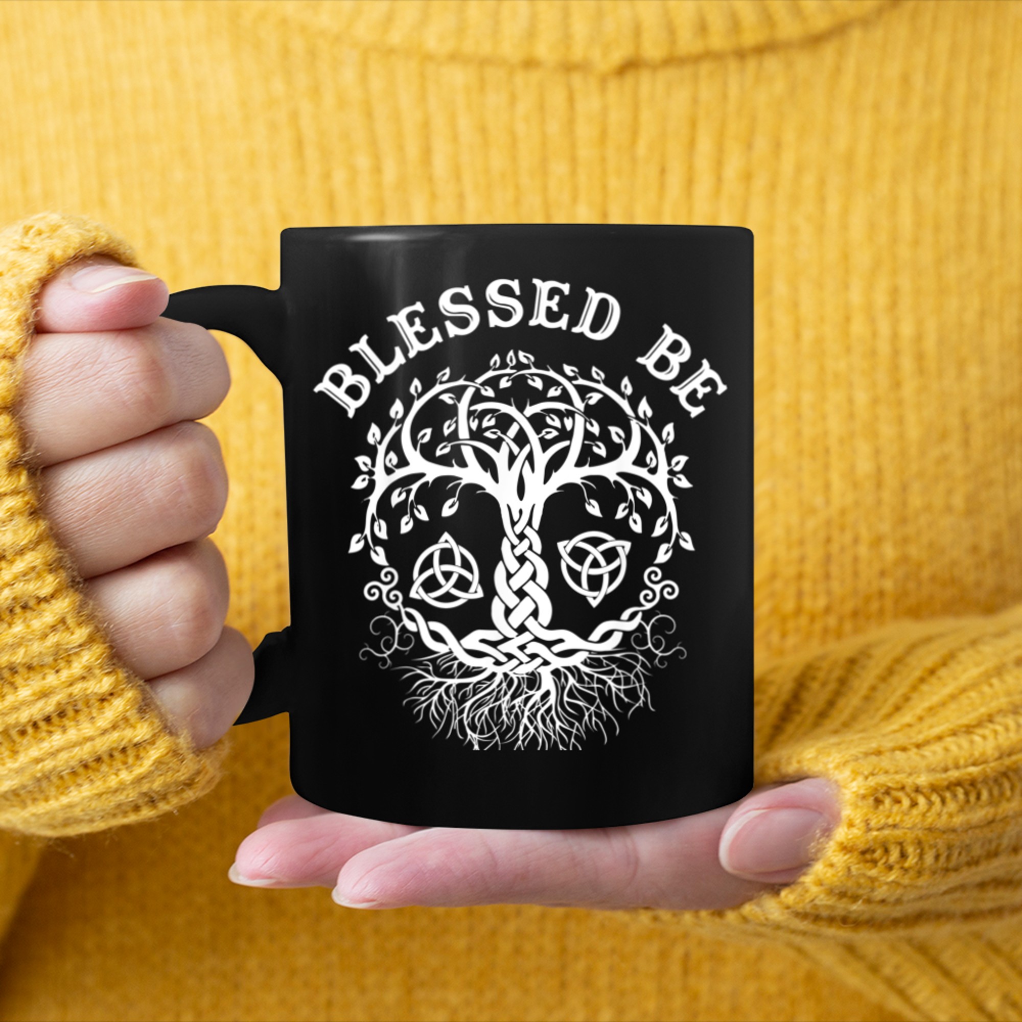 Blessed Be Witchcraft Wiccan Pagan Tree of Life mug black