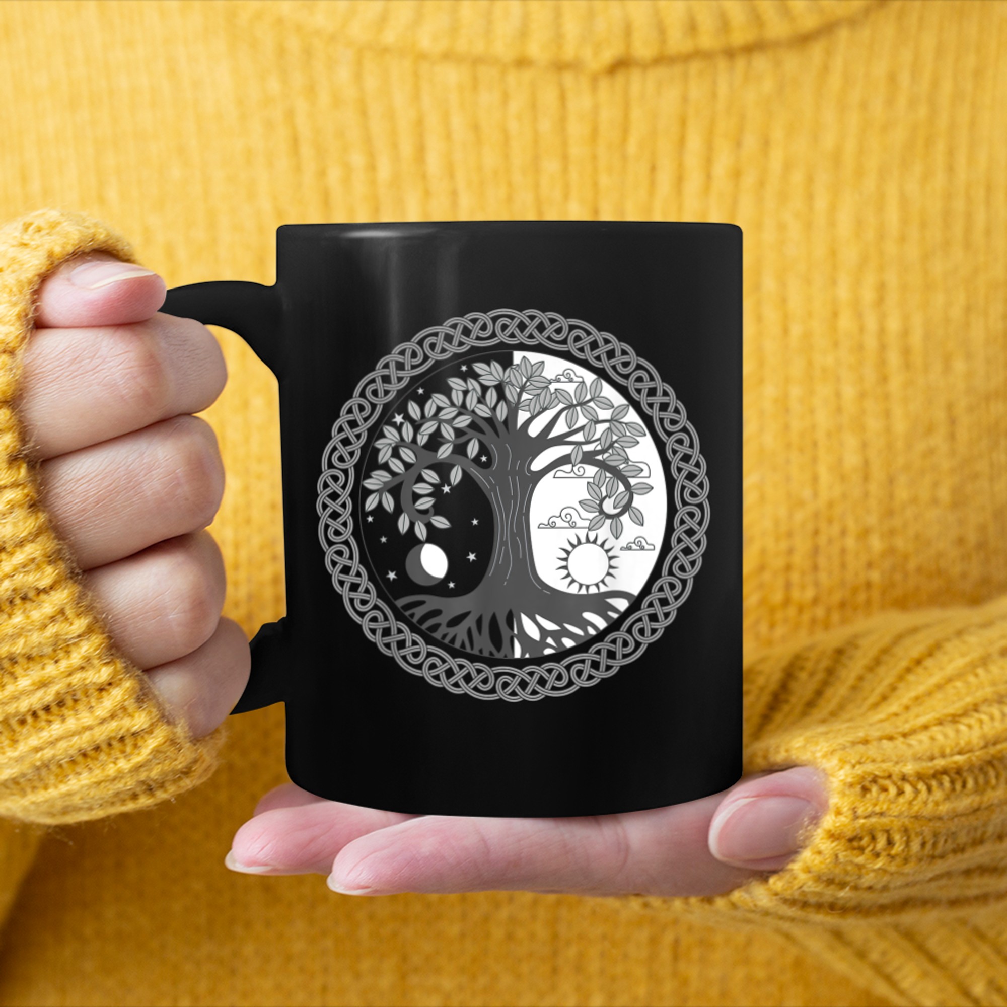 Celtic Symbol Viking Tree of Life, Nordic Mythology mug black