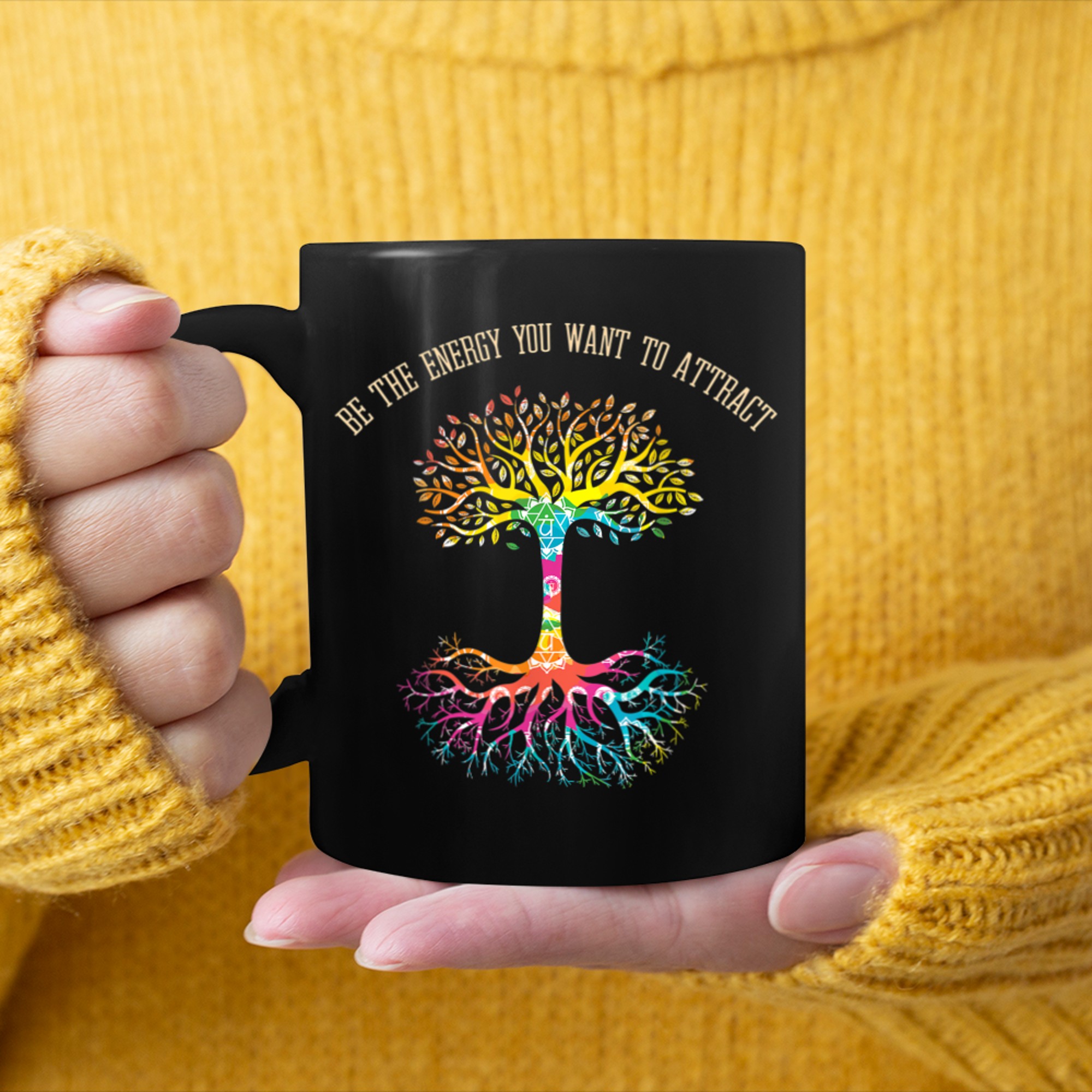 Chakra Tree of Life Energy Bodie Life Chakra mug black