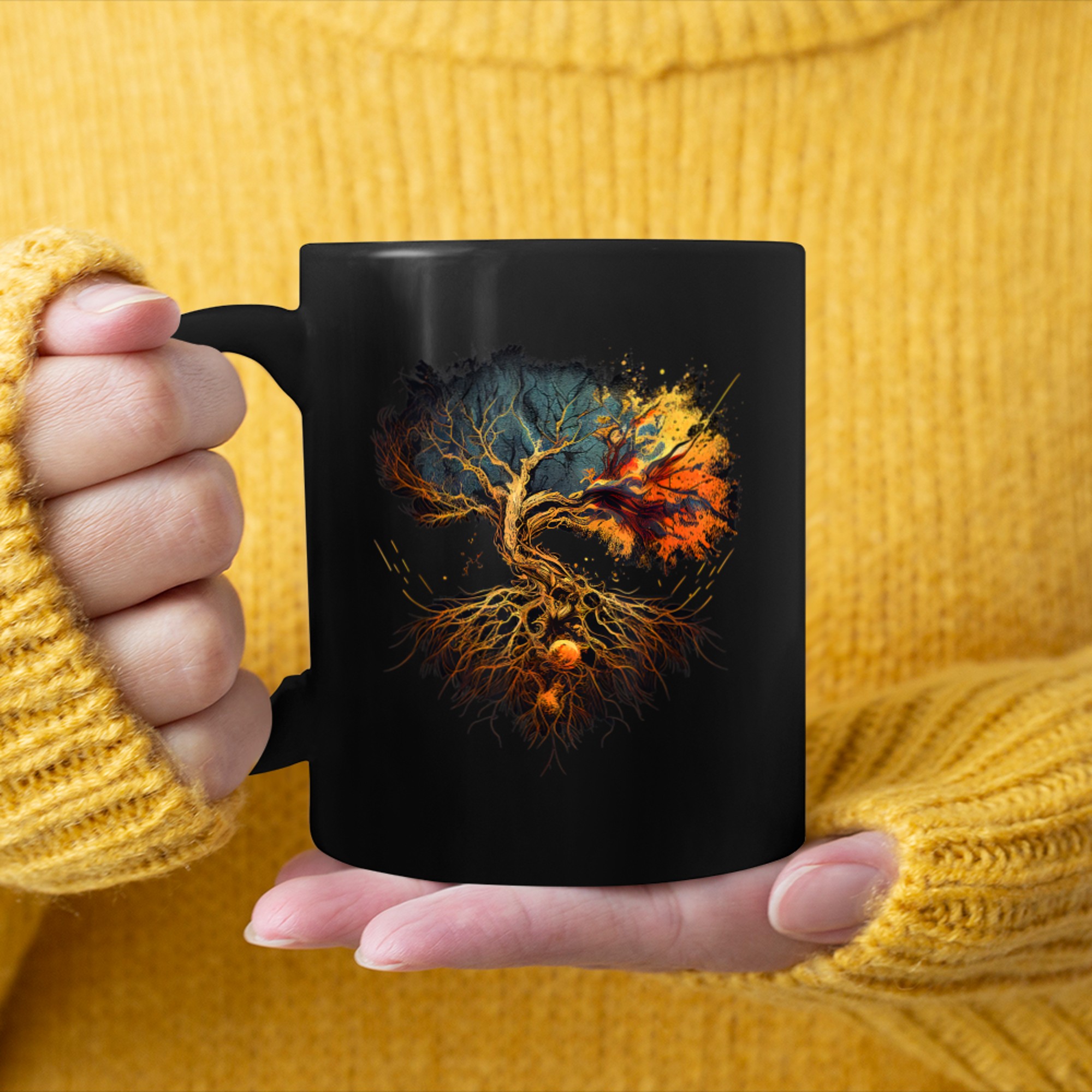 Colorful japanese tree of life - Japan tree Style mug black