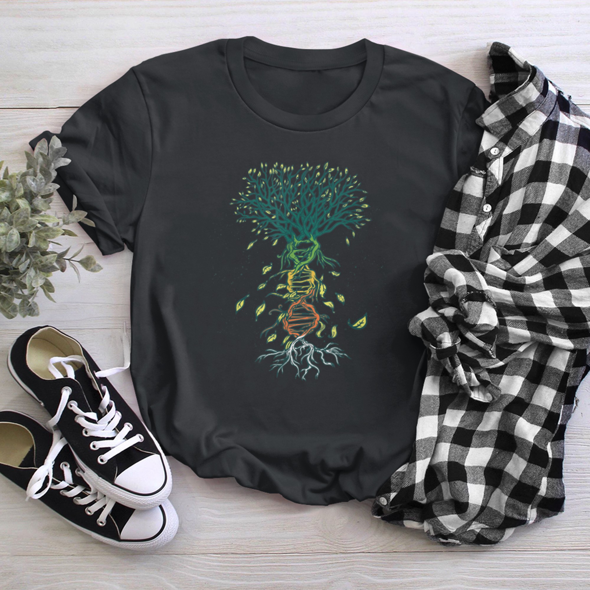 Dna Tree of life! Celtic tree of life or yoga esotericism t-shirt black