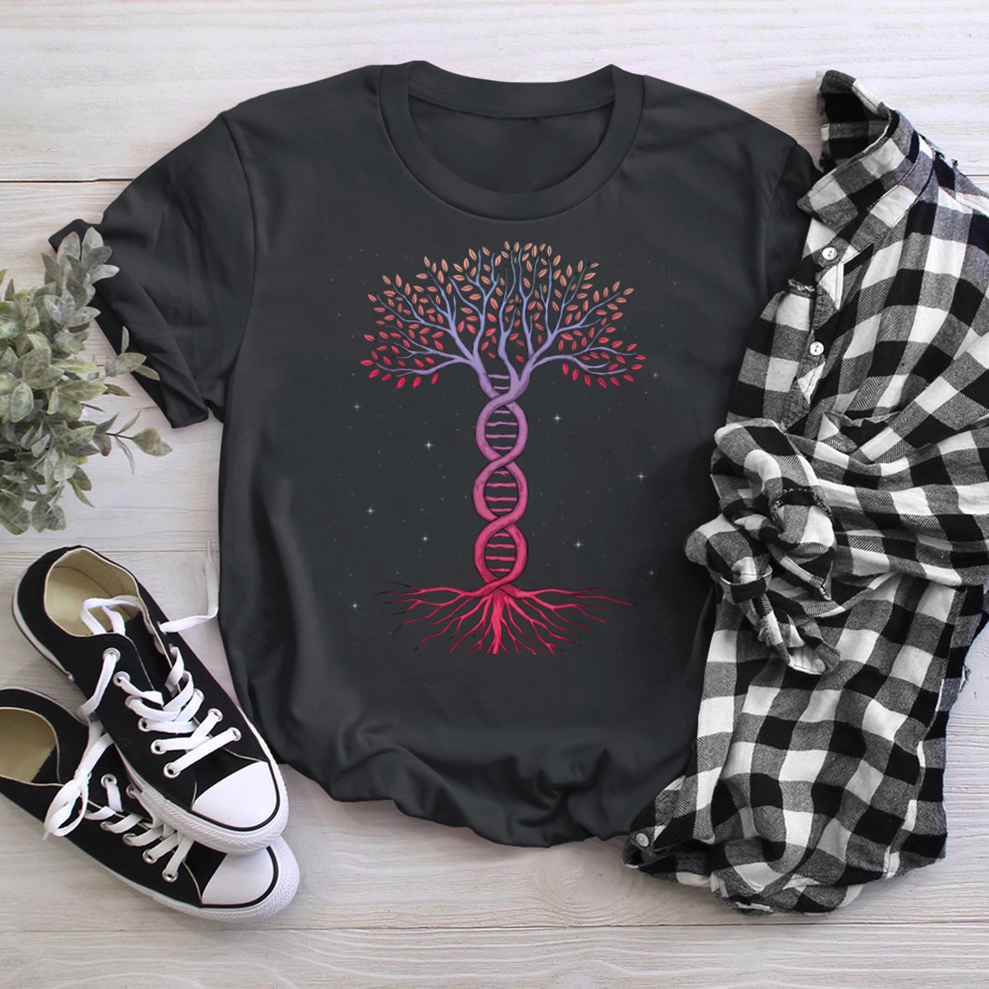 DNA Tree Shirt, Tree And Lover Of Life Tshirt, Spirituality (2) t-shirt black