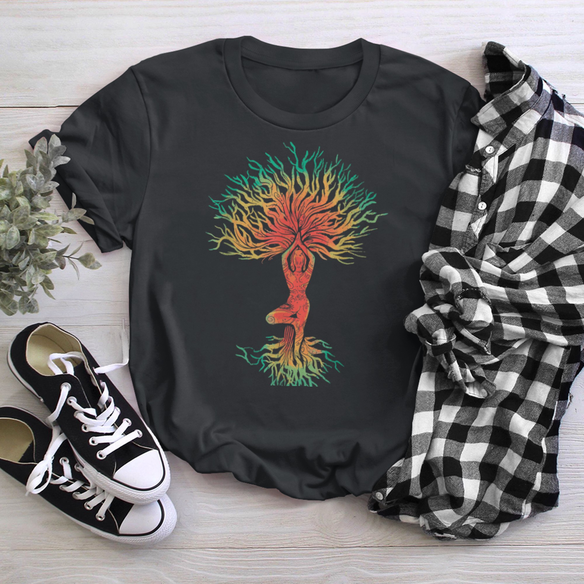 Meditation Yoga Pilates Root Tree t-shirt black