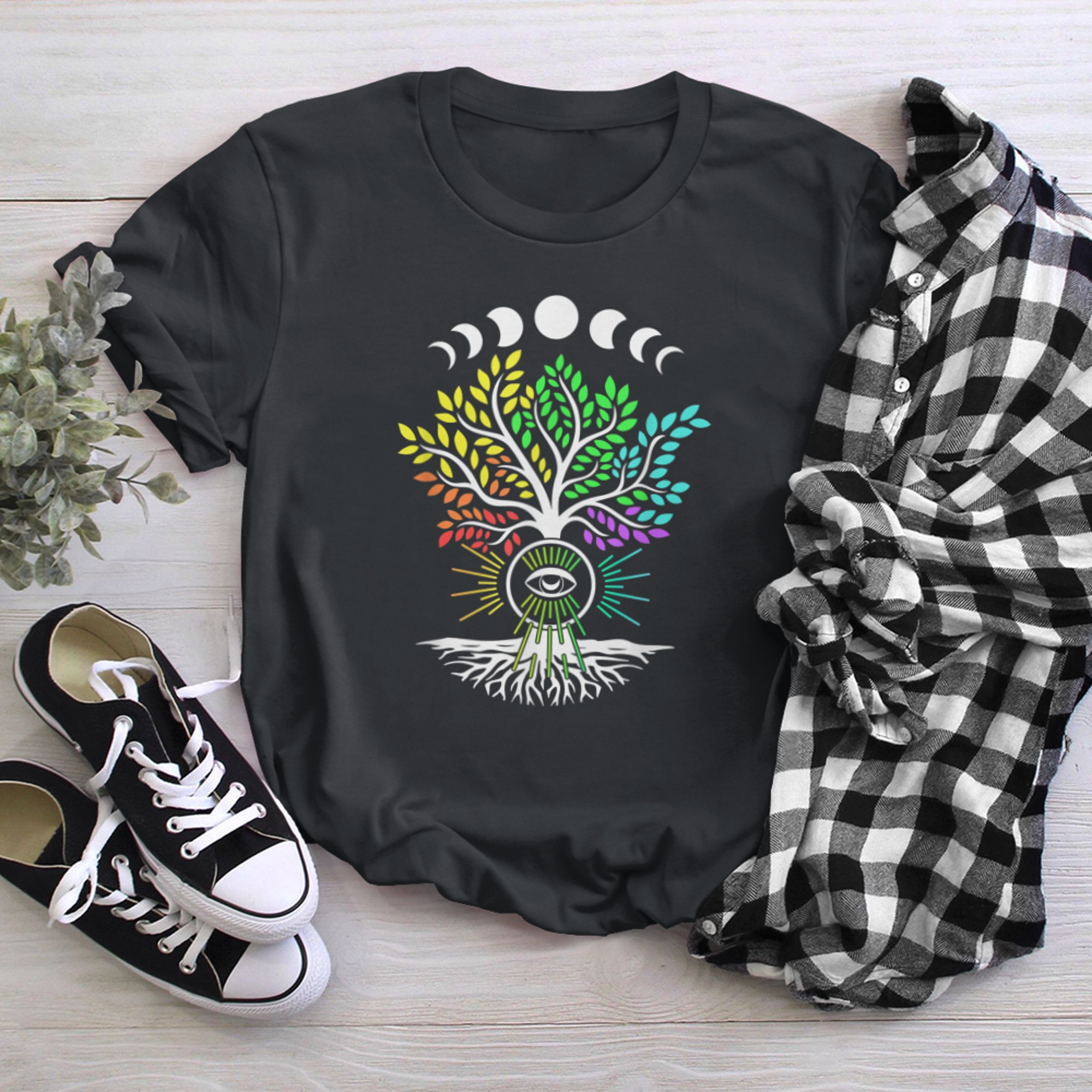 Moon Phases Tree of Life t-shirt black