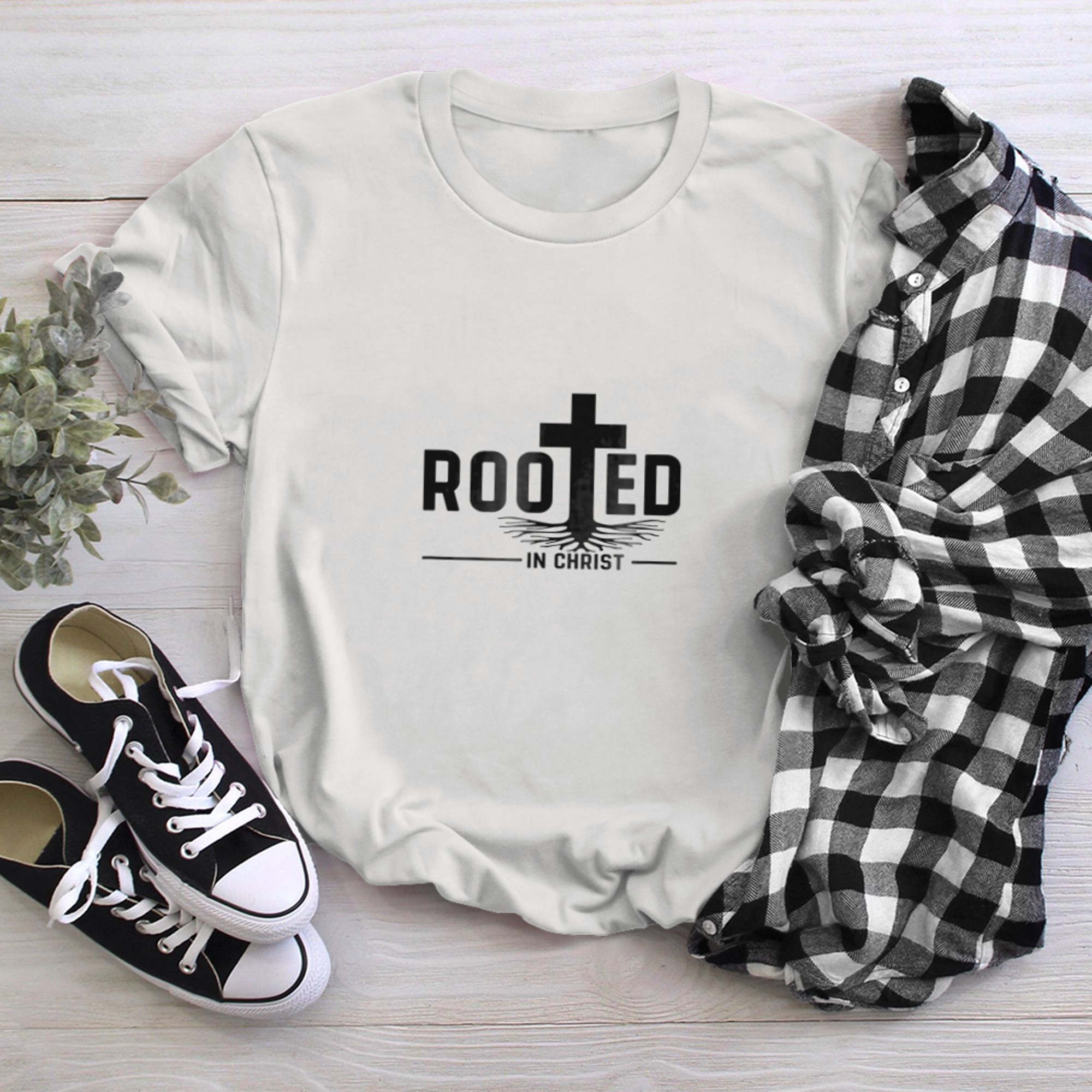 Roted in christ Tree of life God Jesus believer t-shirt white