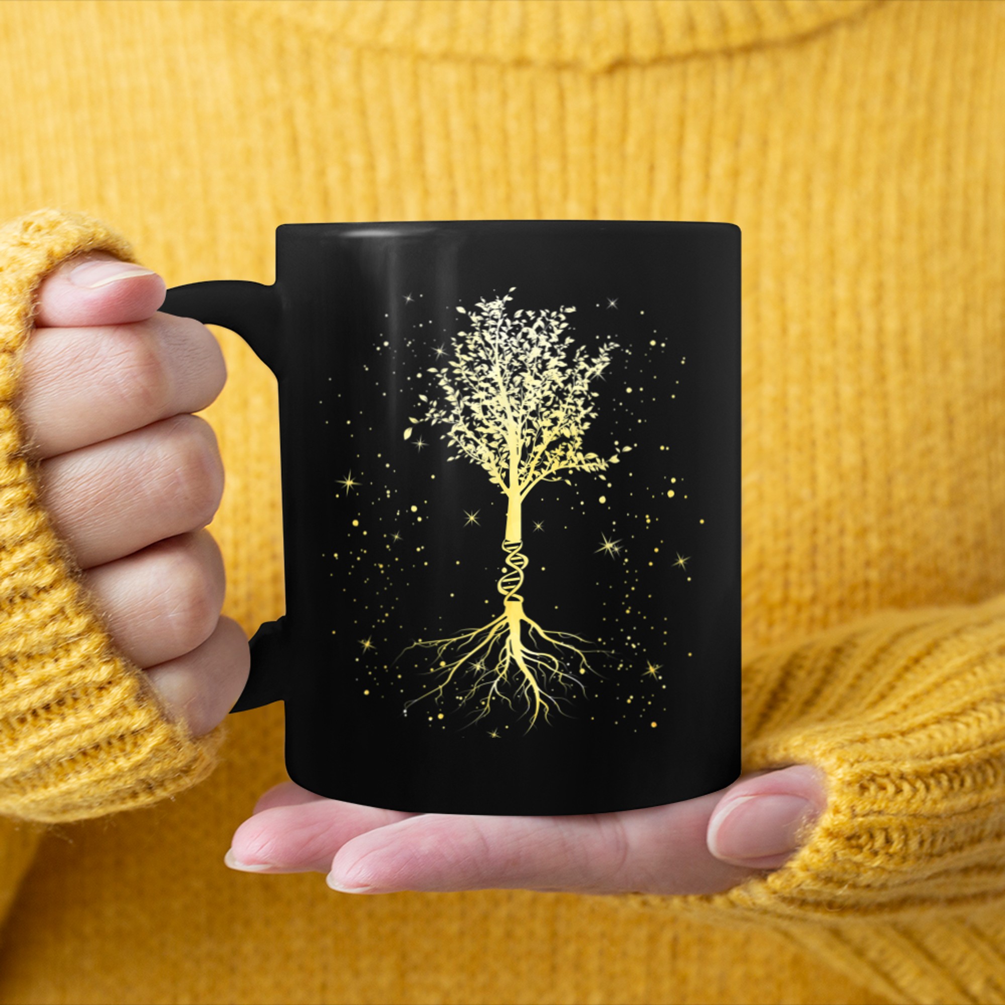 DNA Fractal Genealogy Of Life Mindfulness Tree Science Class mug black