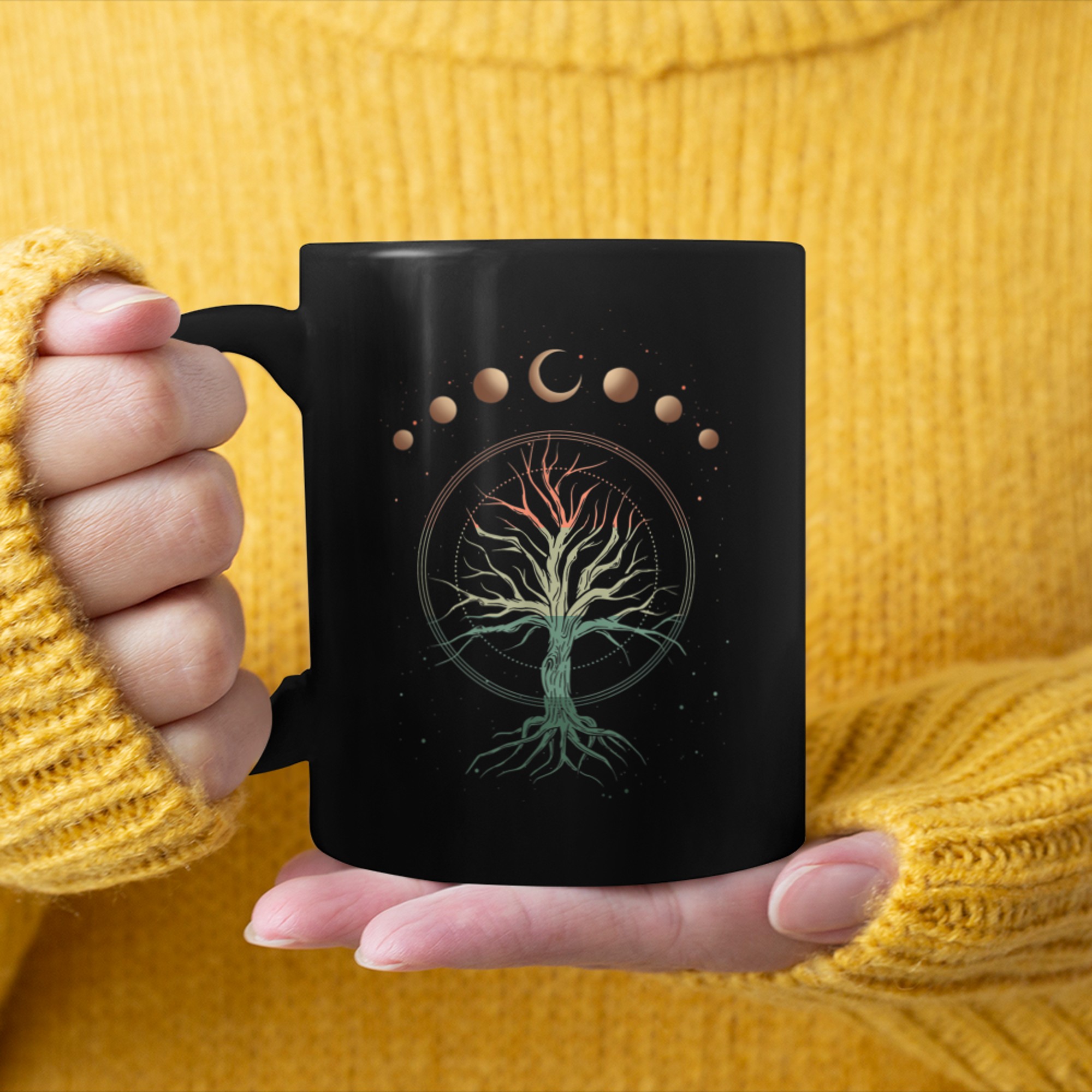 DNA Fractal Phases Of Moon Life Tree Science Class mug black