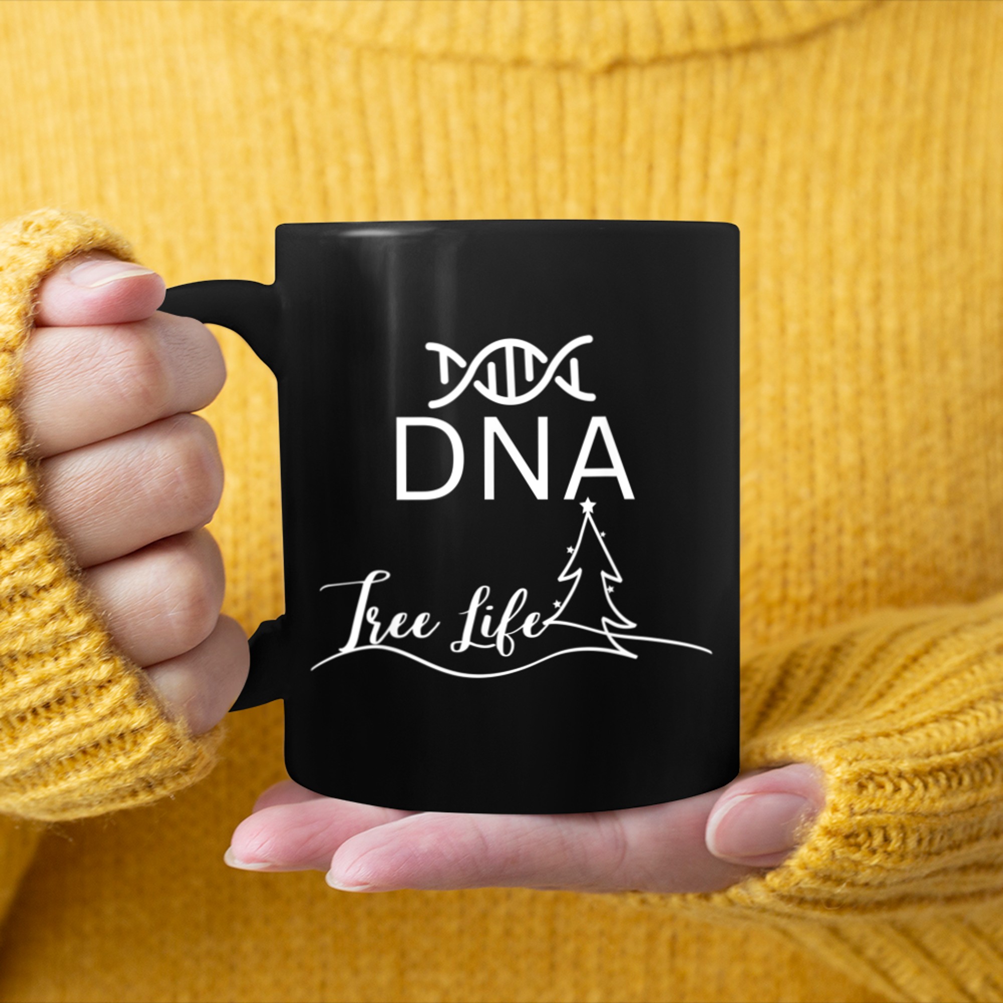 DNA Tree Of Life, Christmas Tree Genetics, Science Teachers mug black