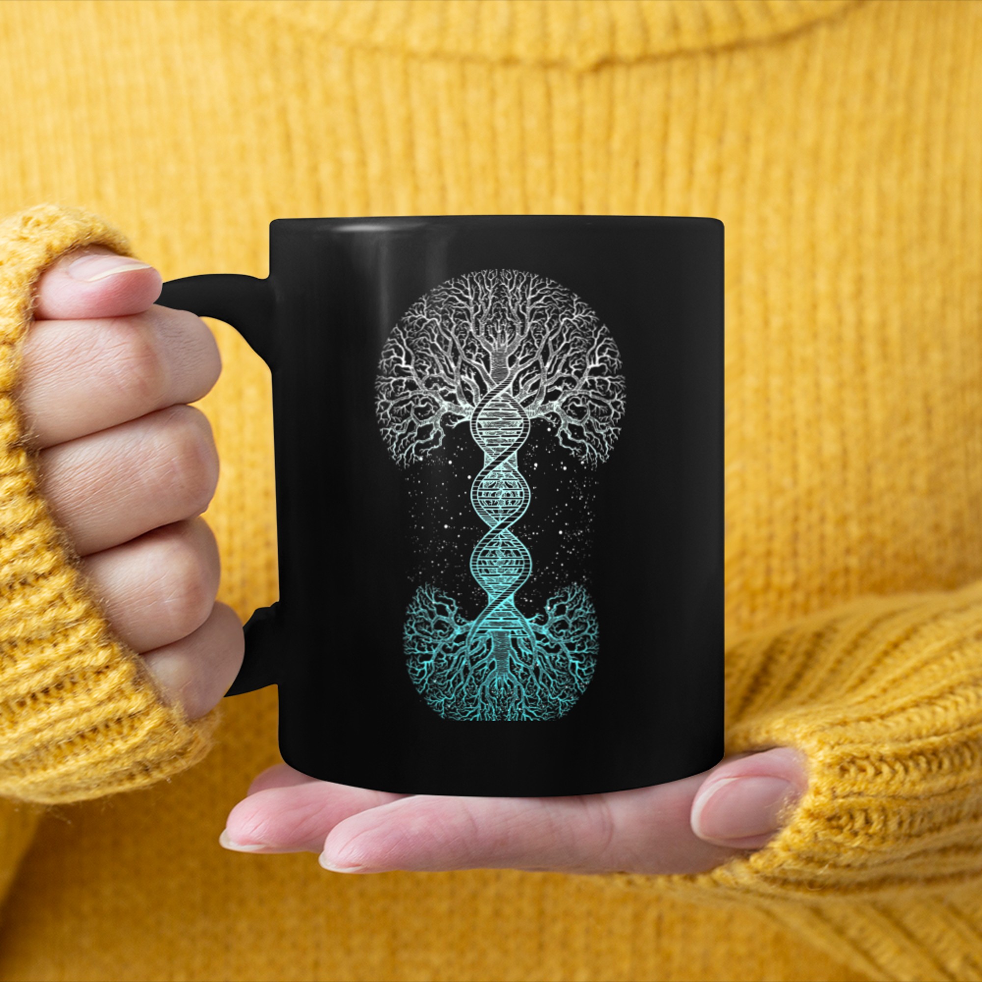 DNA Tree Of Life Science of Genetics Earth Day Genealogy (1) mug black