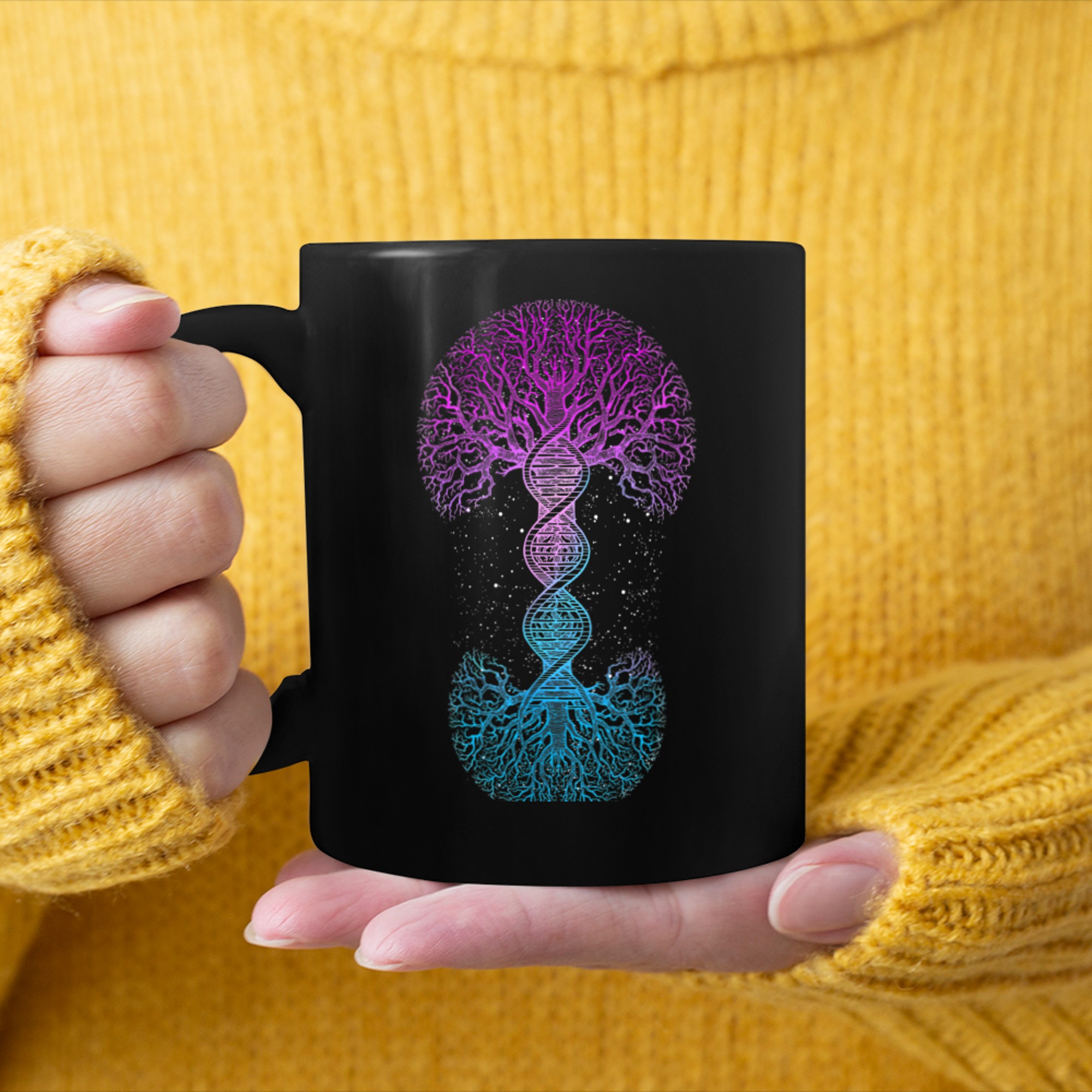 DNA Tree Of Life Science of Genetics Earth Day Genealogy (10) mug black