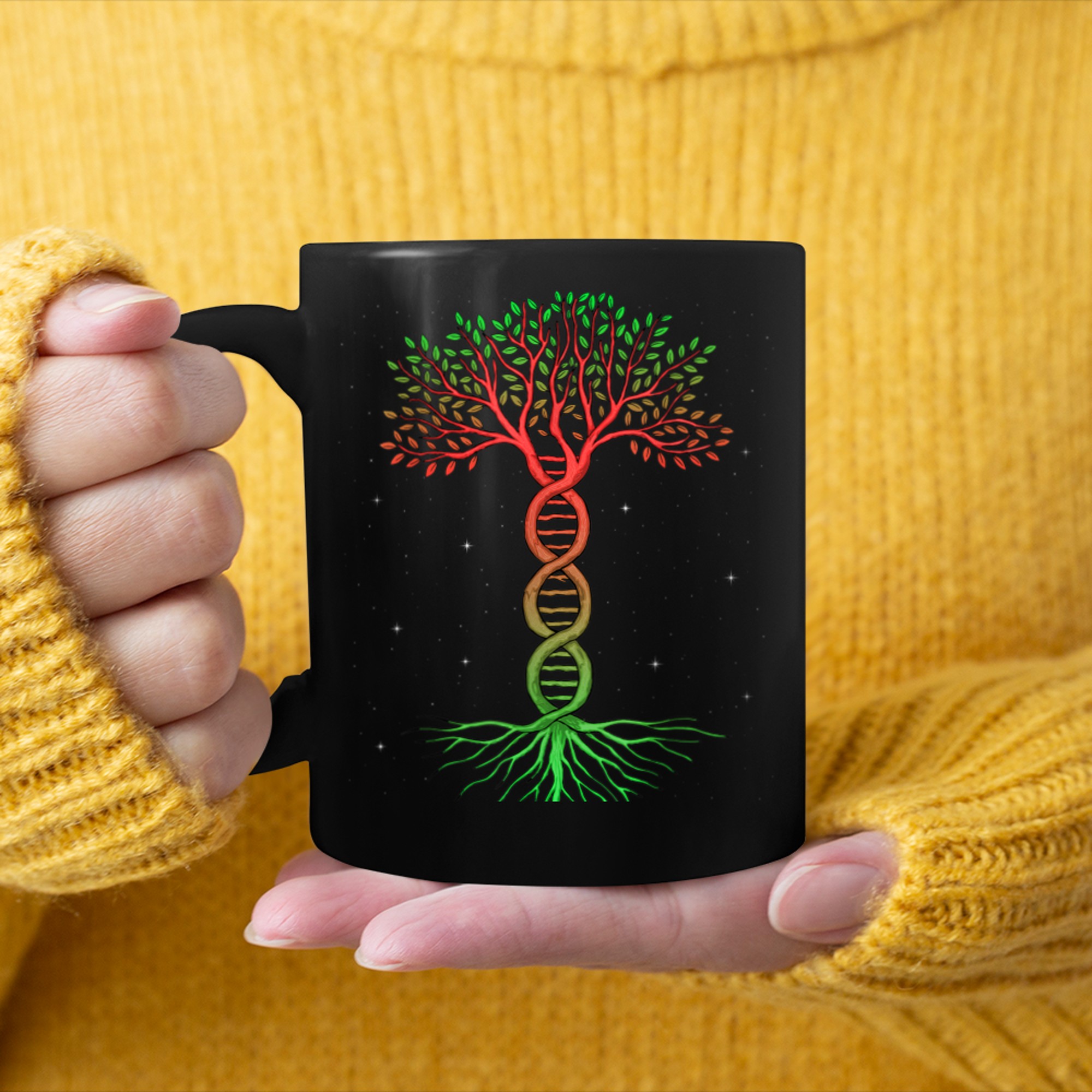 DNA Tree Shirt, Tree And Lover Of Life Tshirt, Spirituality (1) mug black