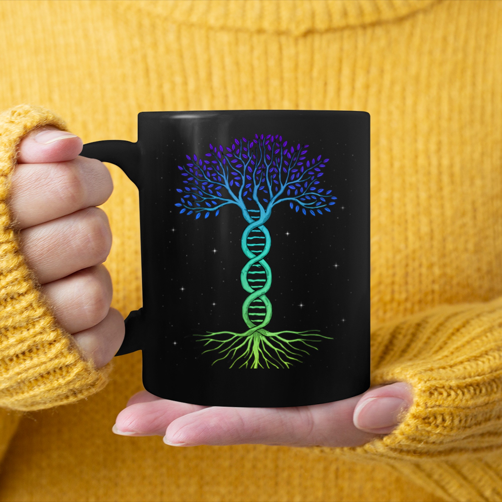 DNA Tree Shirt, Tree And Lover Of Life Tshirt, Spirituality mug black