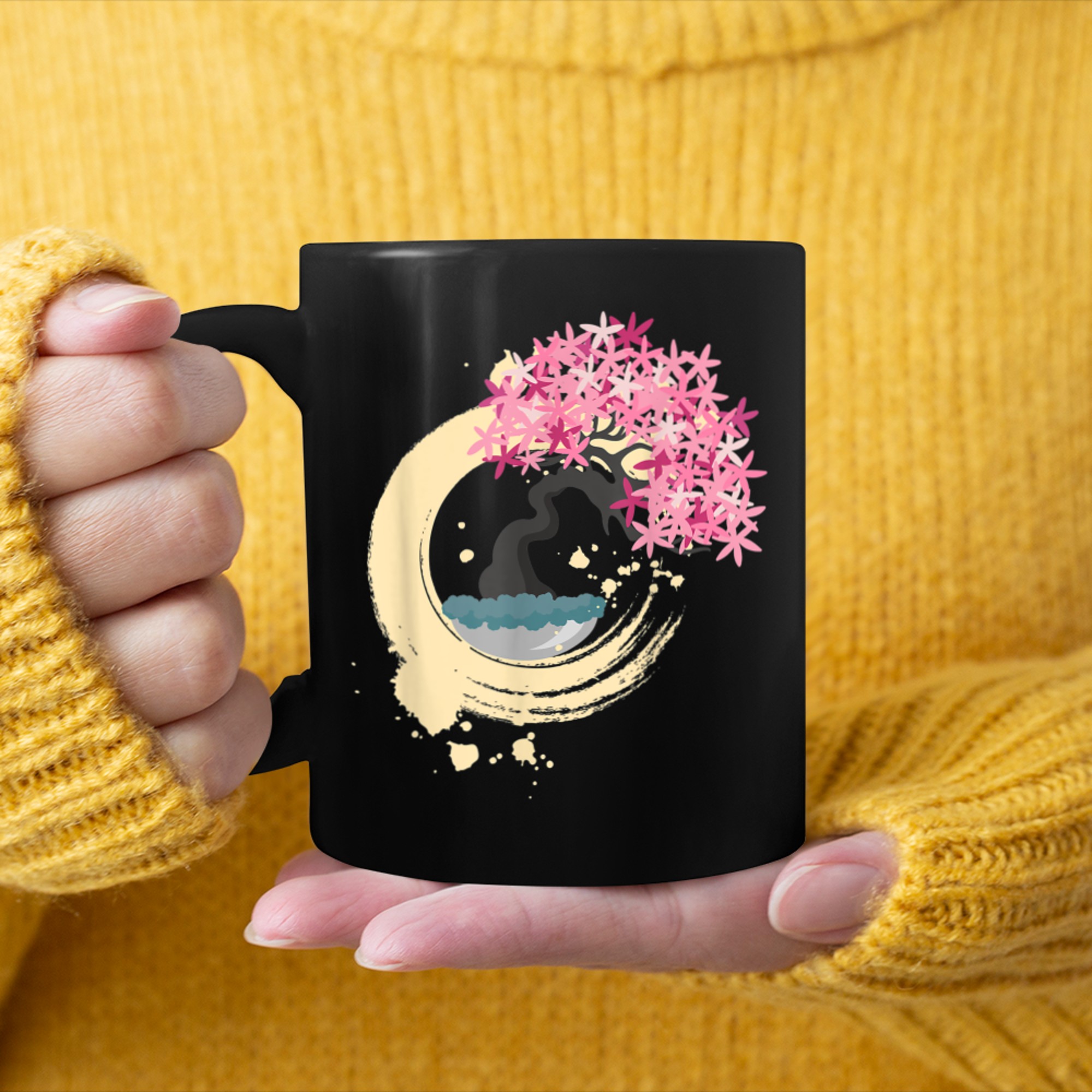 Enso Circle - Zen Circle - Buddhism Yoga Karma Tree of Life (1) mug black