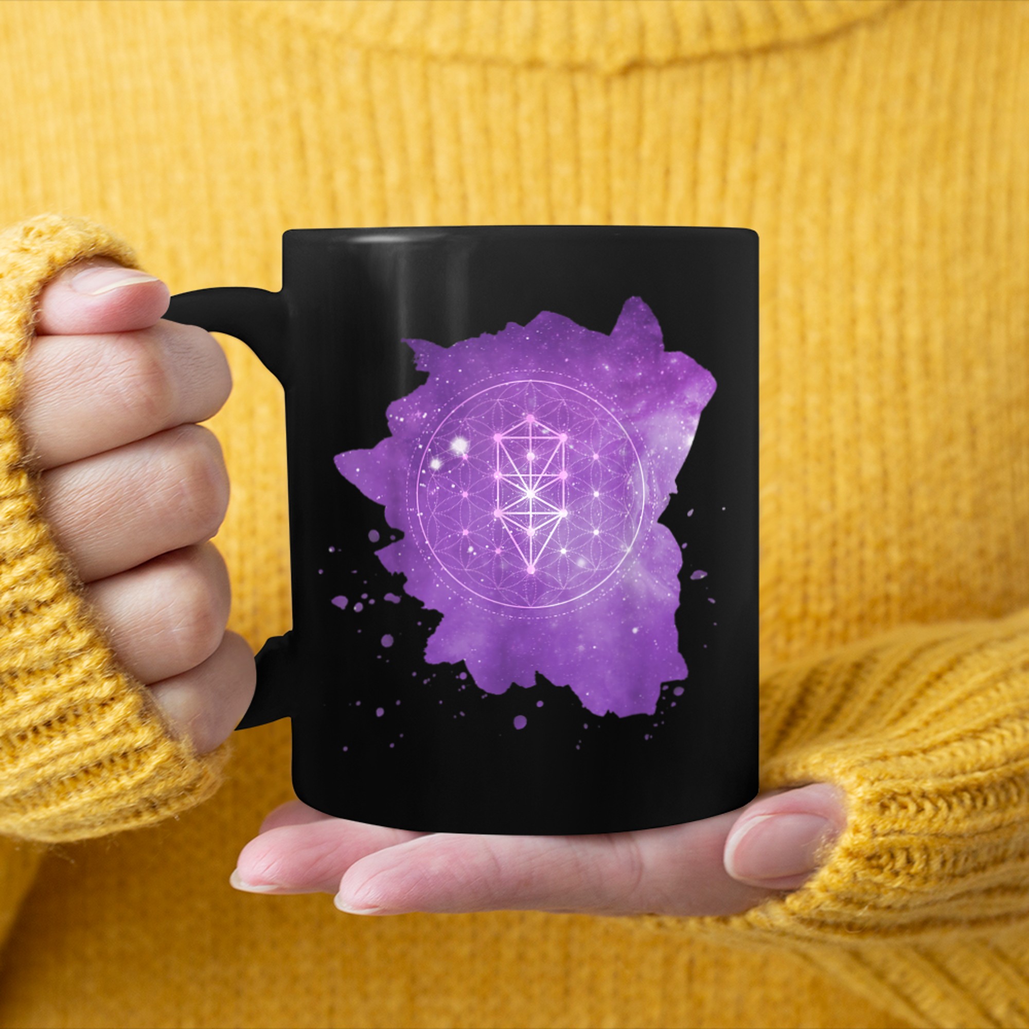 Flower of Life Nested Tree of Life Sacred Geometry Universe mug black