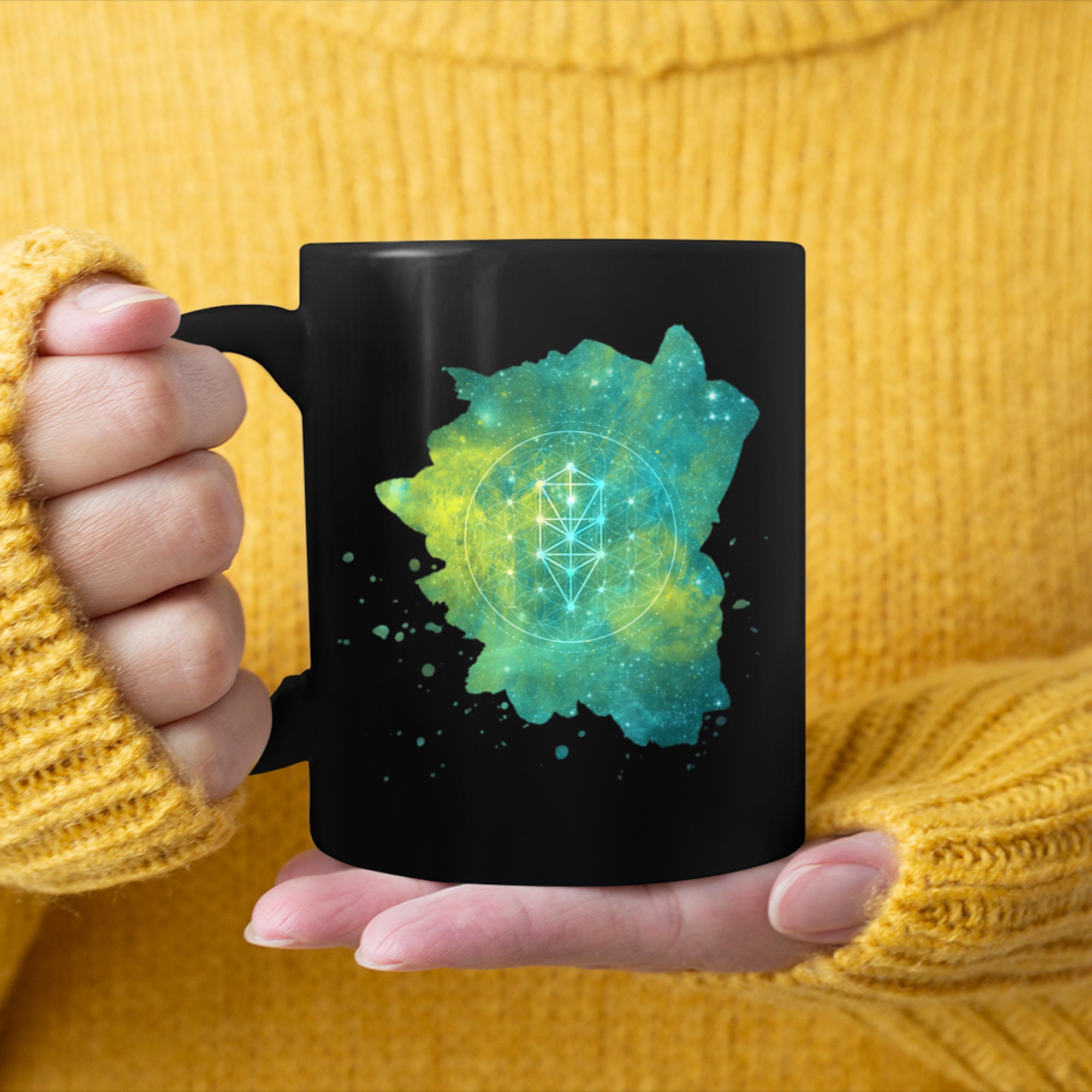 Flower of Life Tree of Life Sacred Geometry Meditation mug black