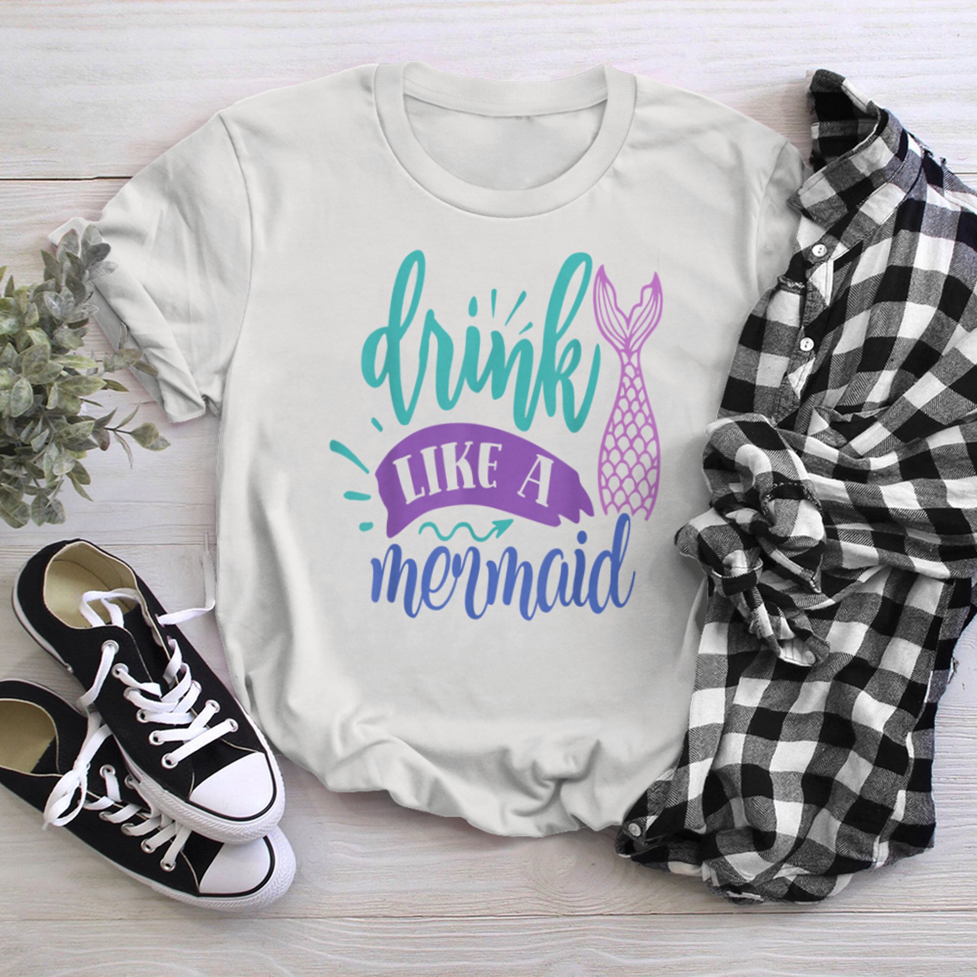 Funny Summer Mermaid I Drink Like A Mermaid - Birthday t-shirt White