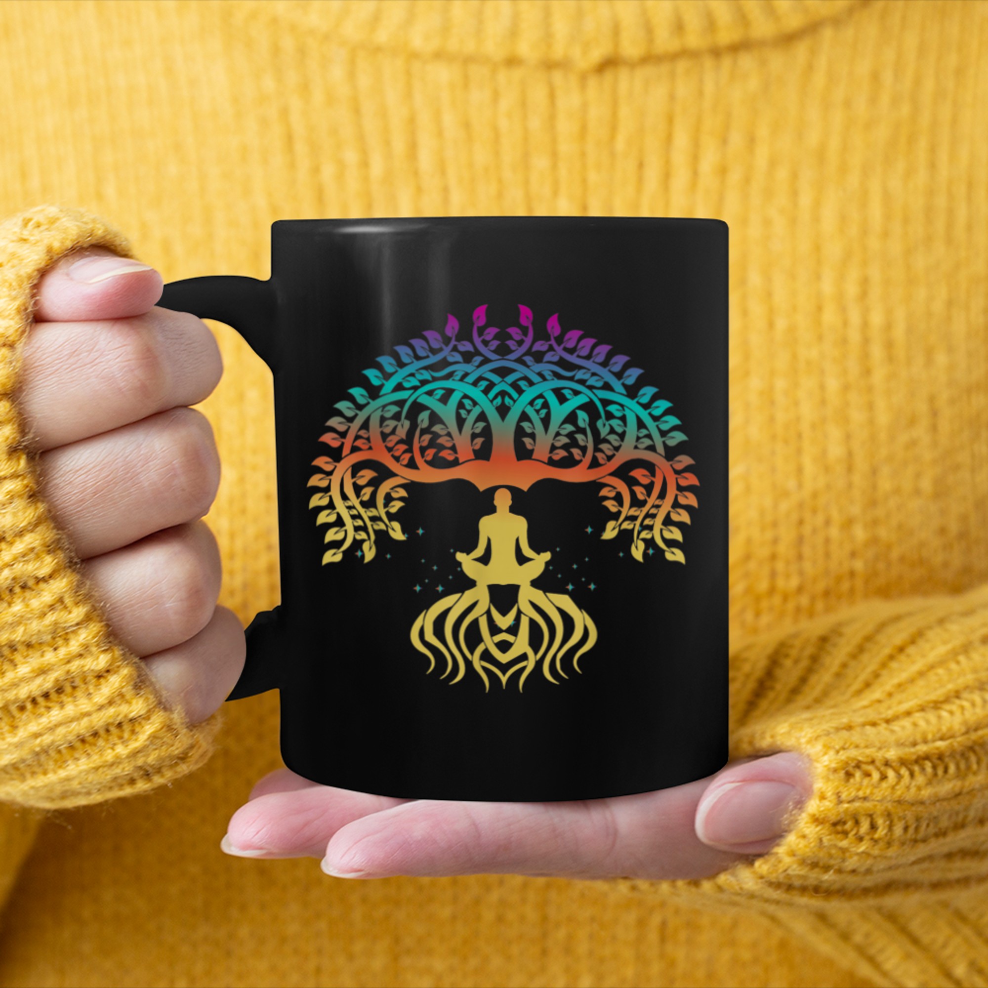 Meditation and Yoga for Yoga and Tree of Life (1) mug black