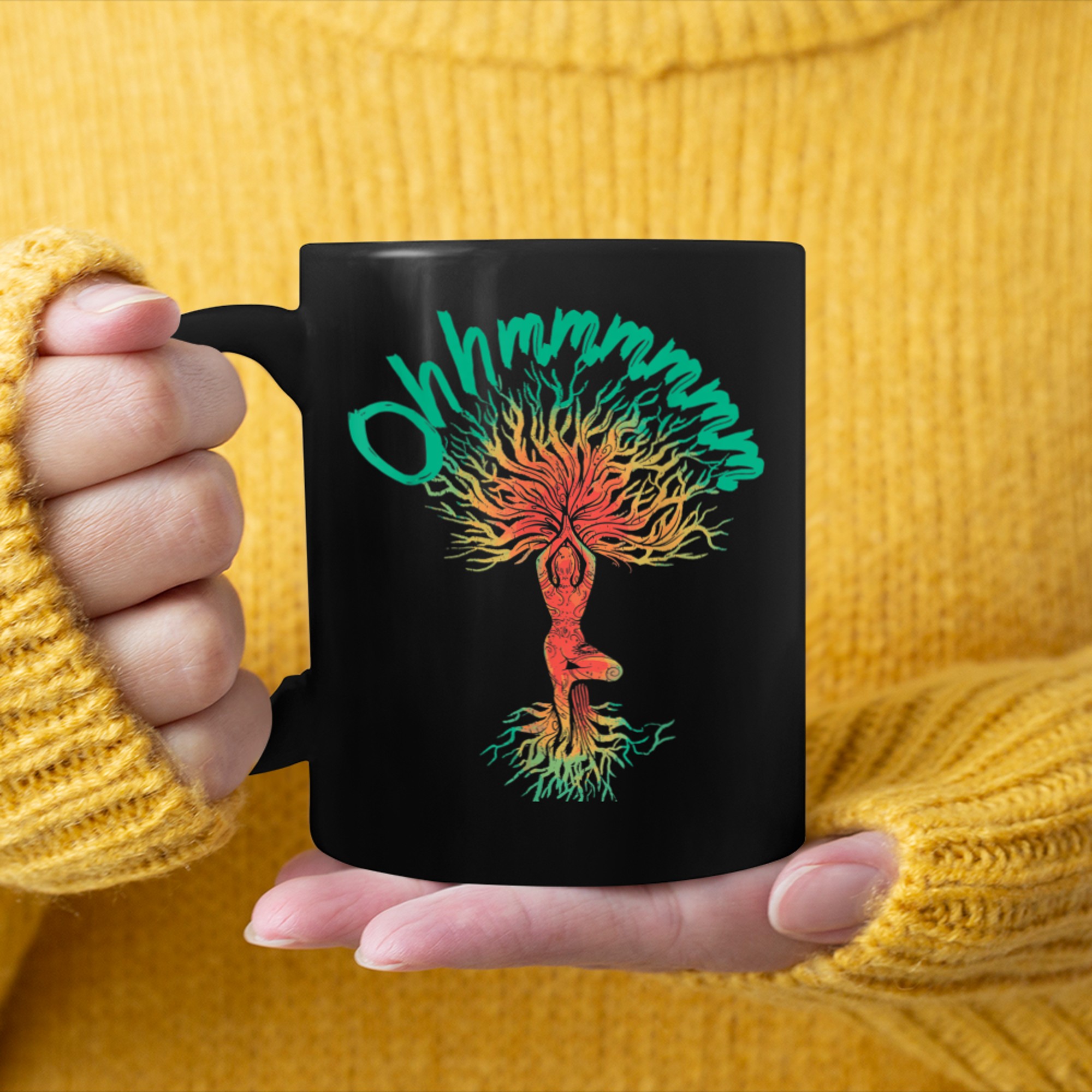 Meditation Yoga Pilates Root Tree (1) mug black