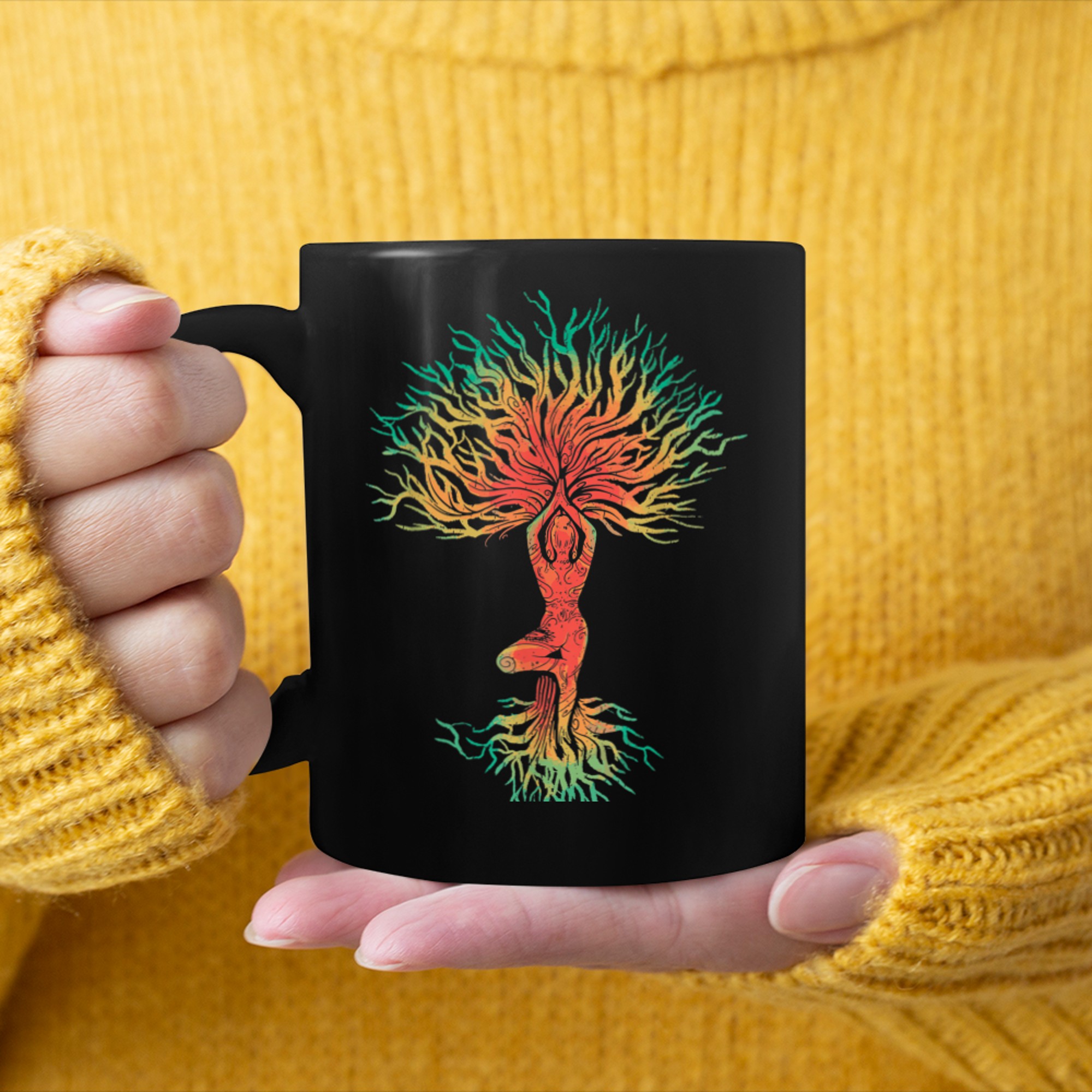 Meditation Yoga Pilates Root Tree mug black