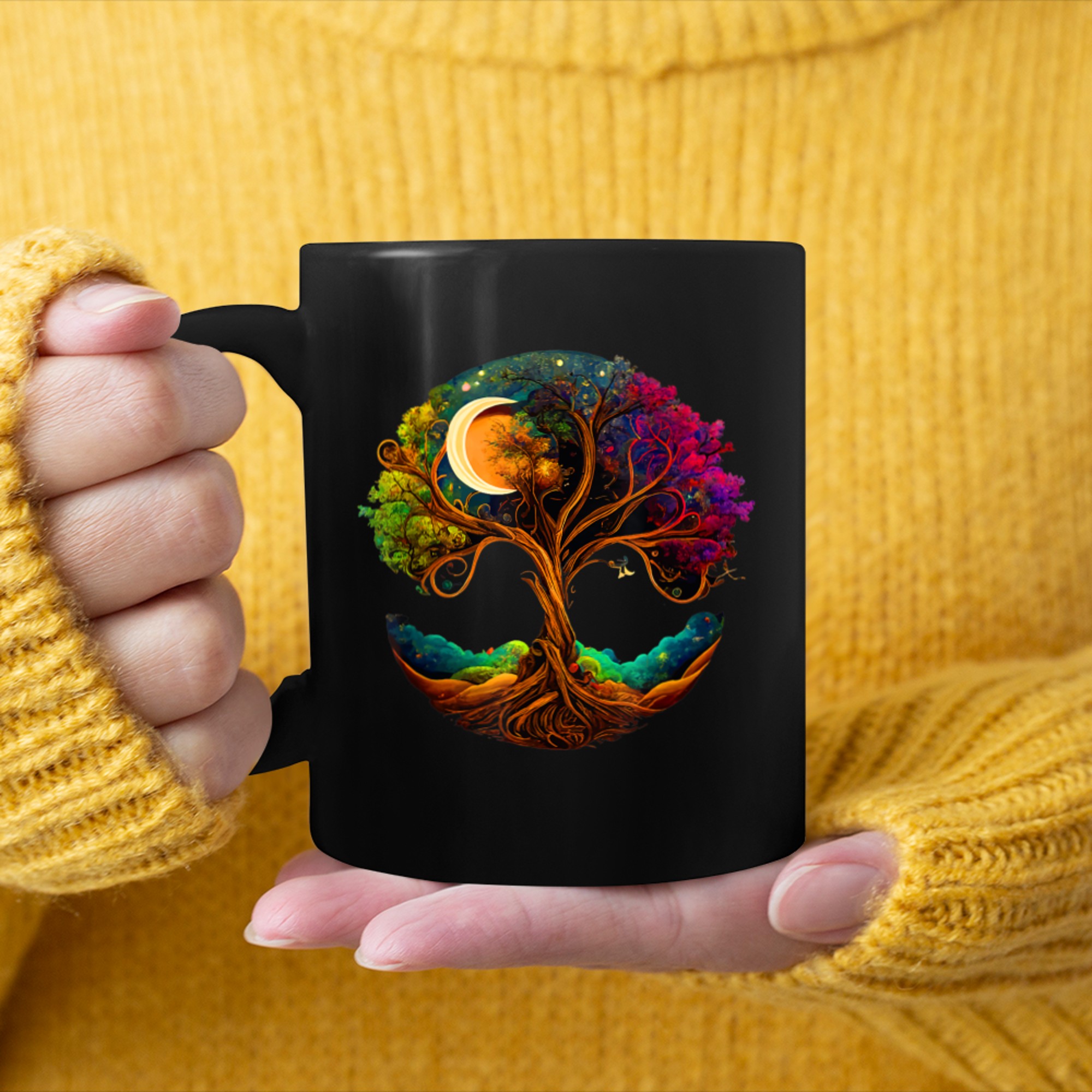 Moon Phases Tree of Life (1) mug black