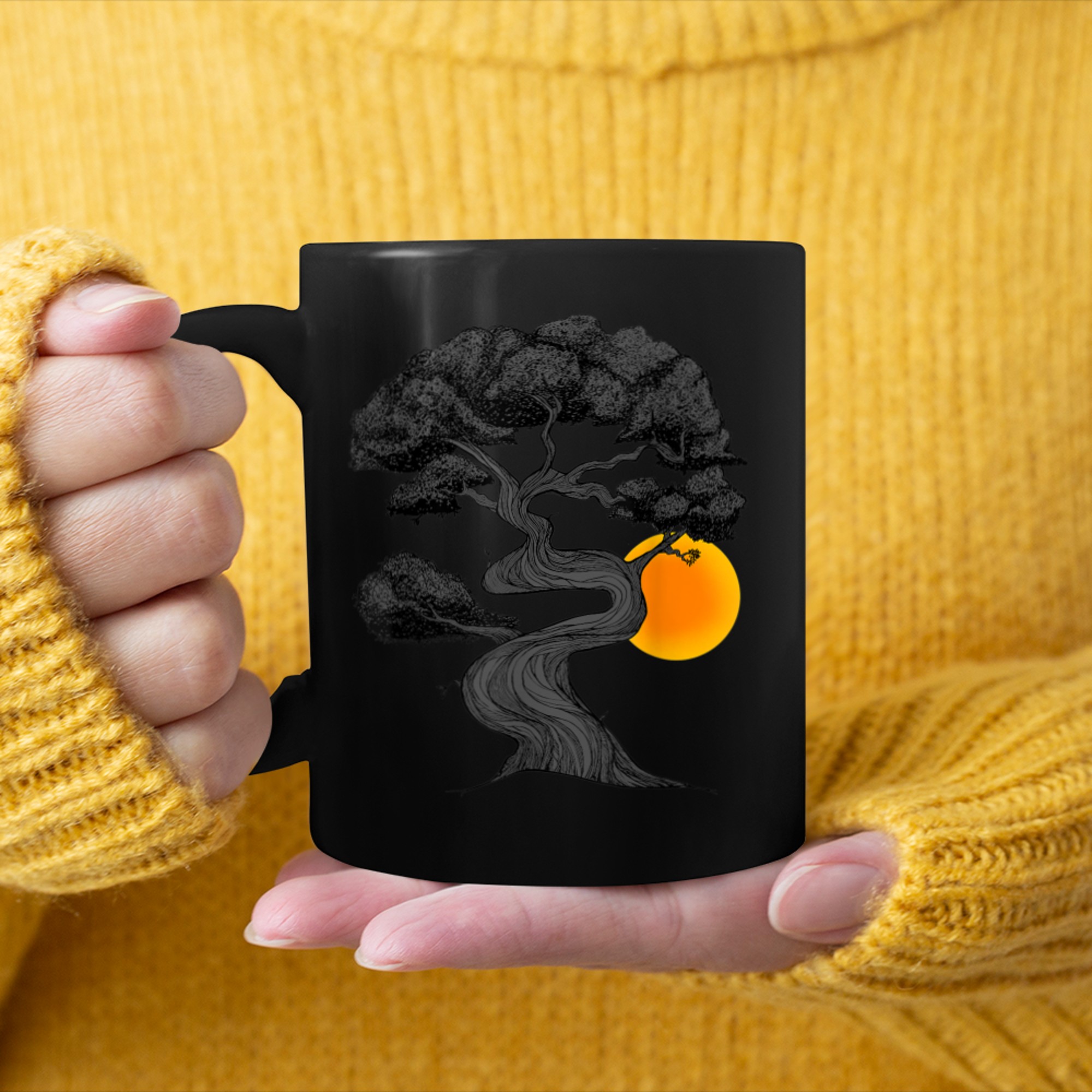 nature, environmentalist, tree graphic tee for men and women mug black