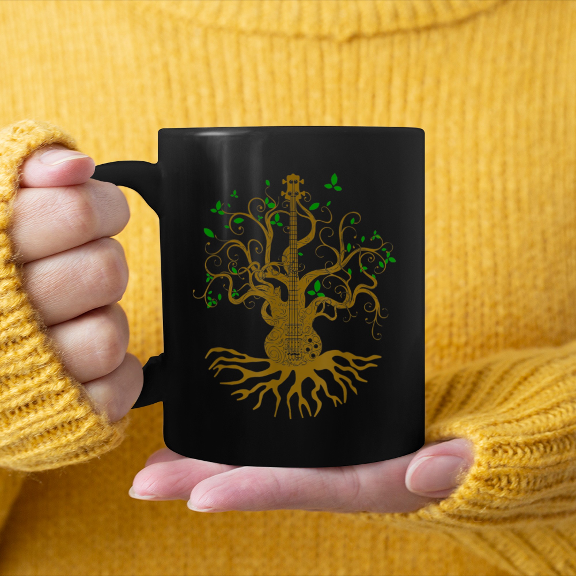 Nature Guitarist Acoustic Guitar Tree of Life mug black