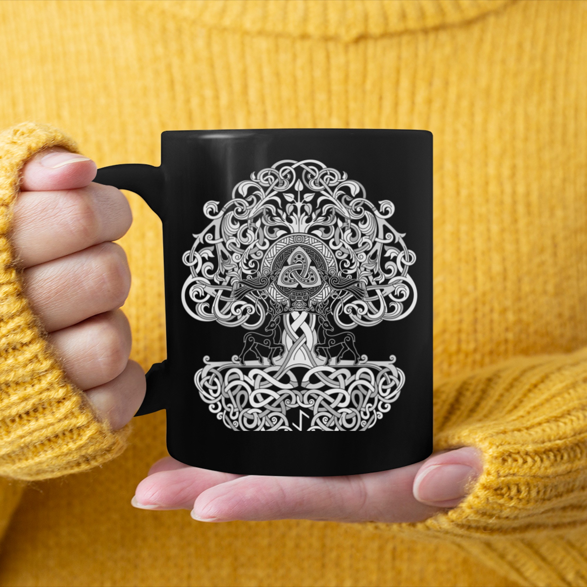 Nordic Yggdrasil Viking Tree of Life Norse Mythology mug black