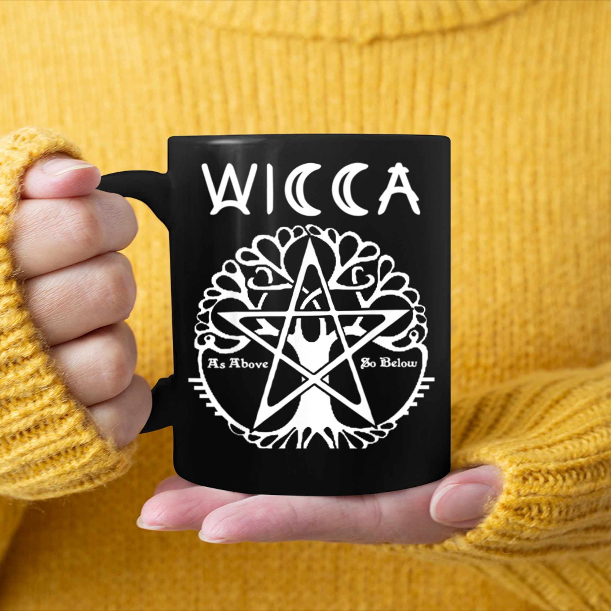 OCCULT WICCA & PAGAN WITCHCRAFT WICCAN TREE OF LIFE (2) mug black