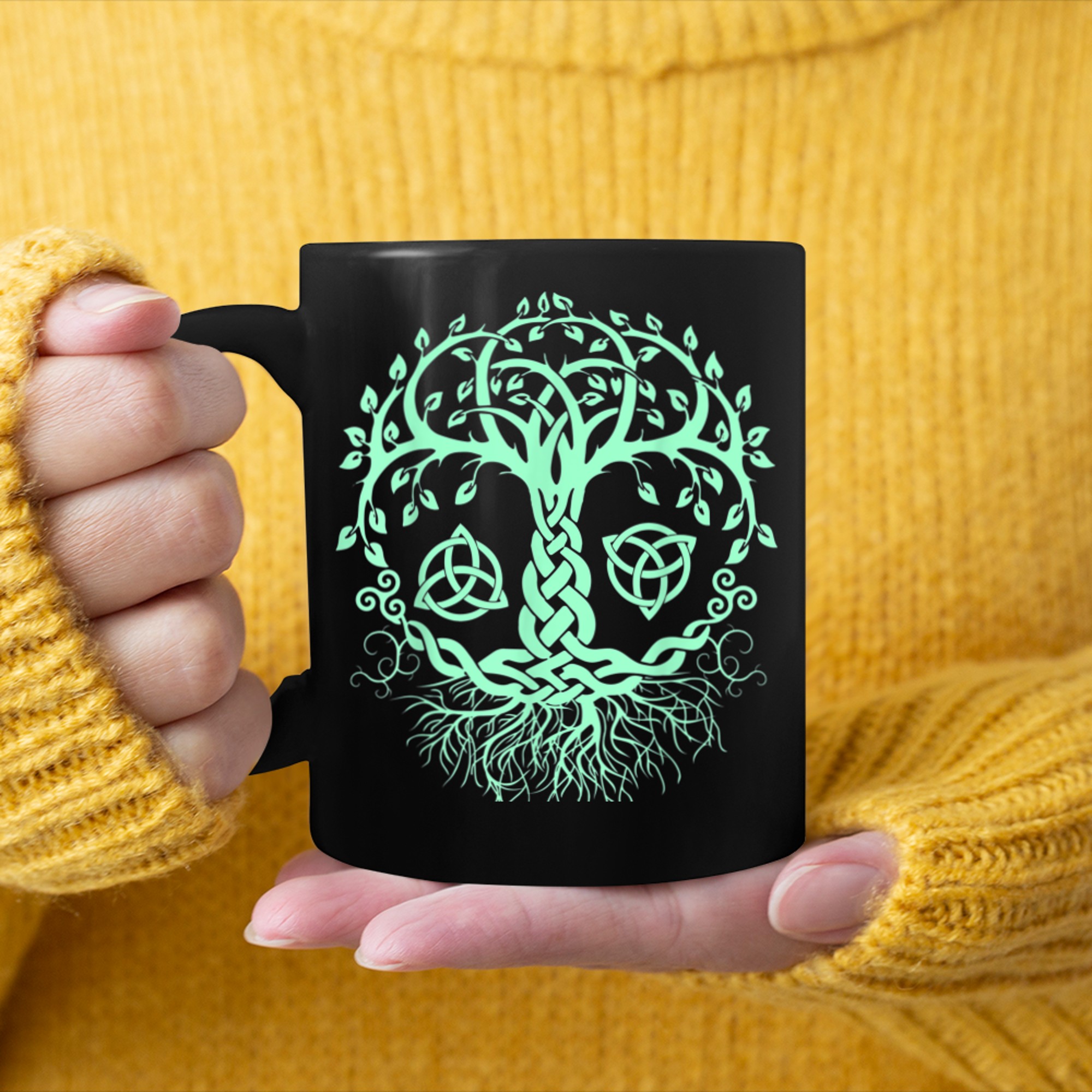 OCCULT WICCA & PAGAN WITCHCRAFT WICCAN TREE OF LIFE (5) mug black