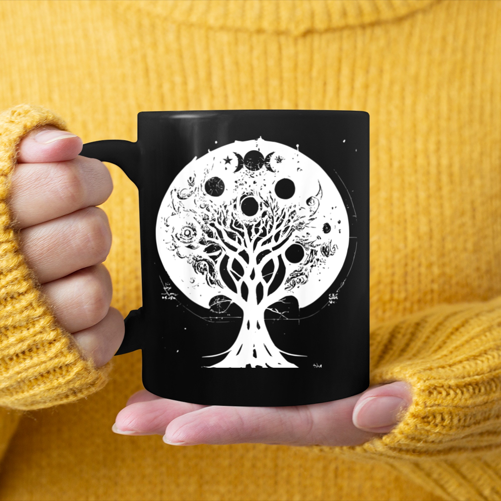 Occult World Tree Of Life Wicca Witchcraft Goth Witches mug black