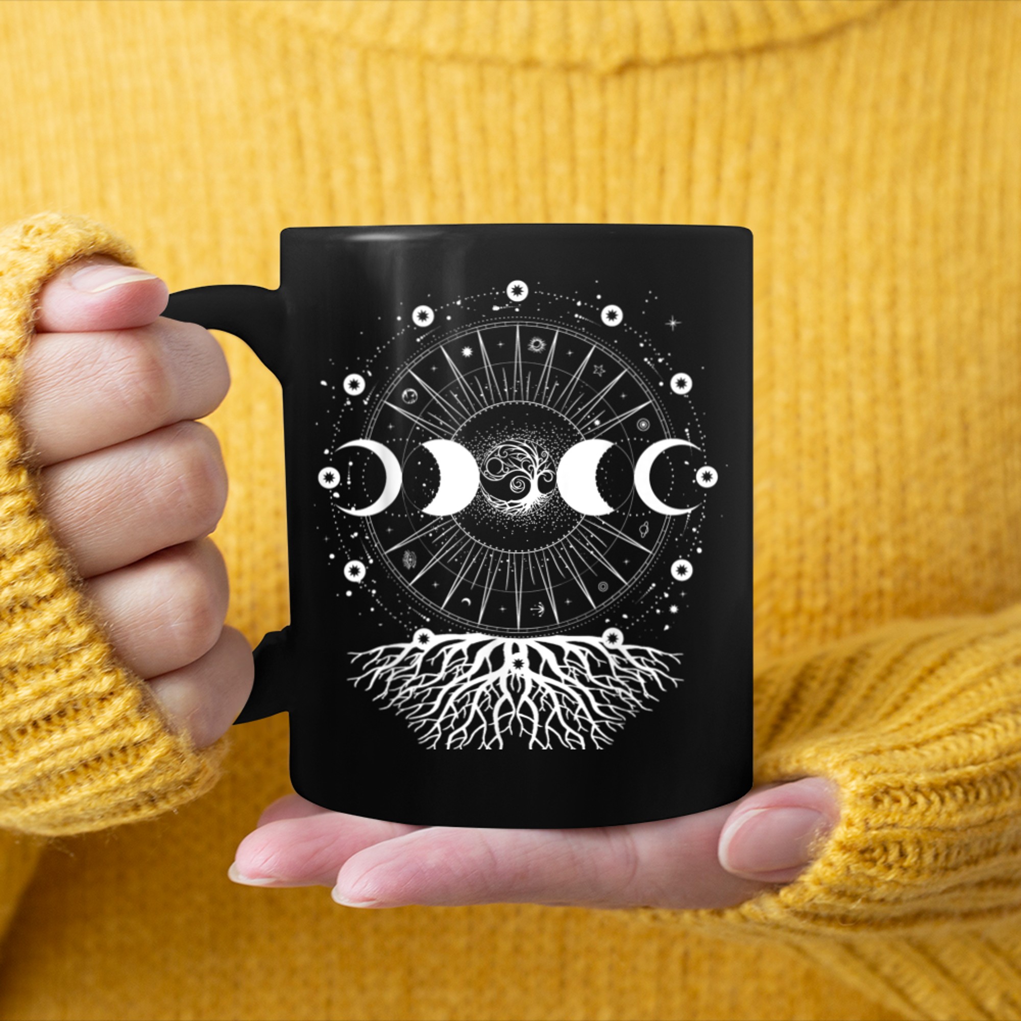 Phases Of The Moon Tree Of Life Zodiac Astrology Spiritual mug black