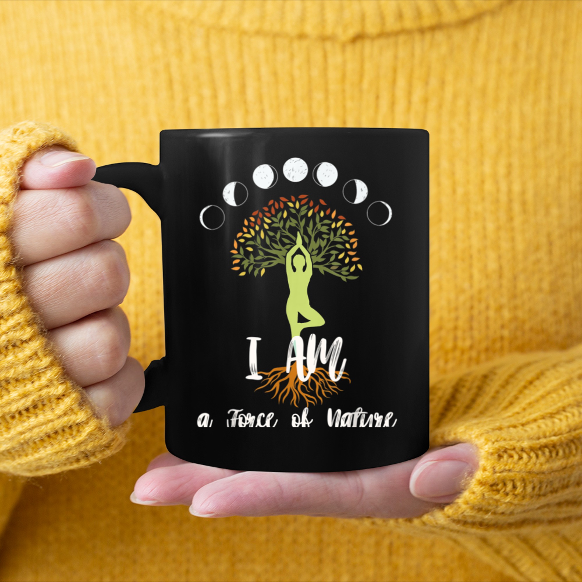 Powerful Women's Affirmation Inspirational Tree of Life mug black